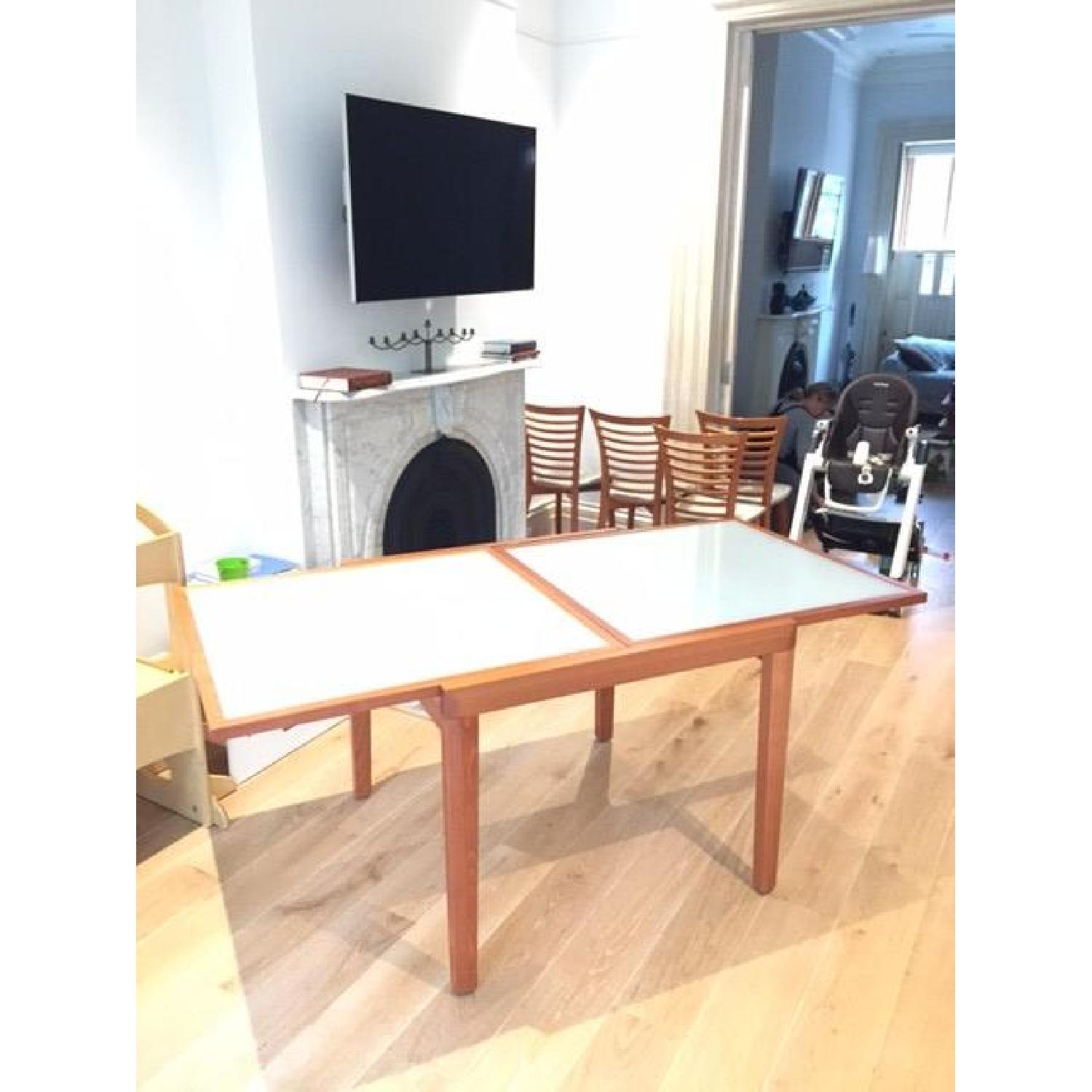 Extendable Glass Top Dining Table with Four Chairs - image-1