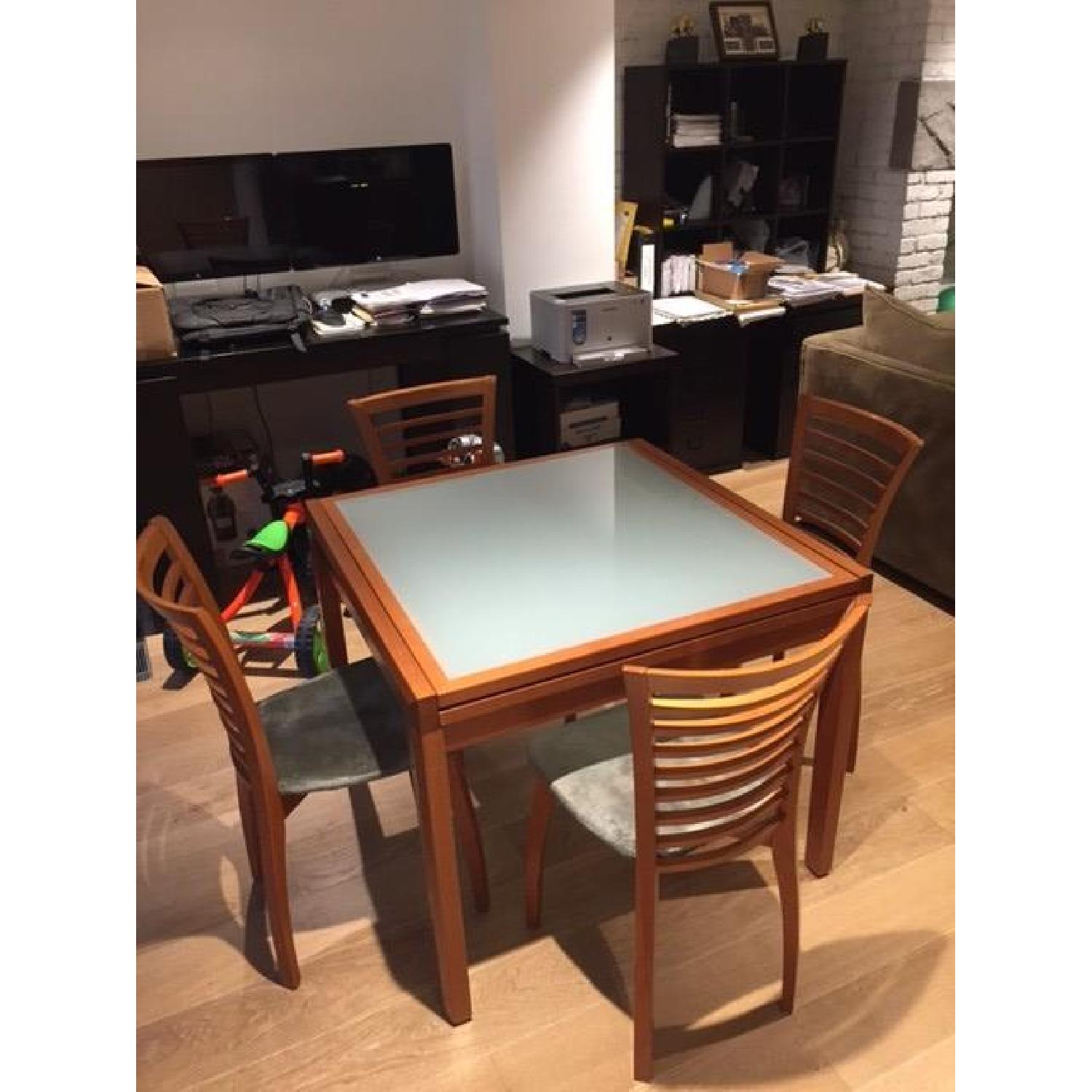 Extendable Glass Top Dining Table with Four Chairs - image-10