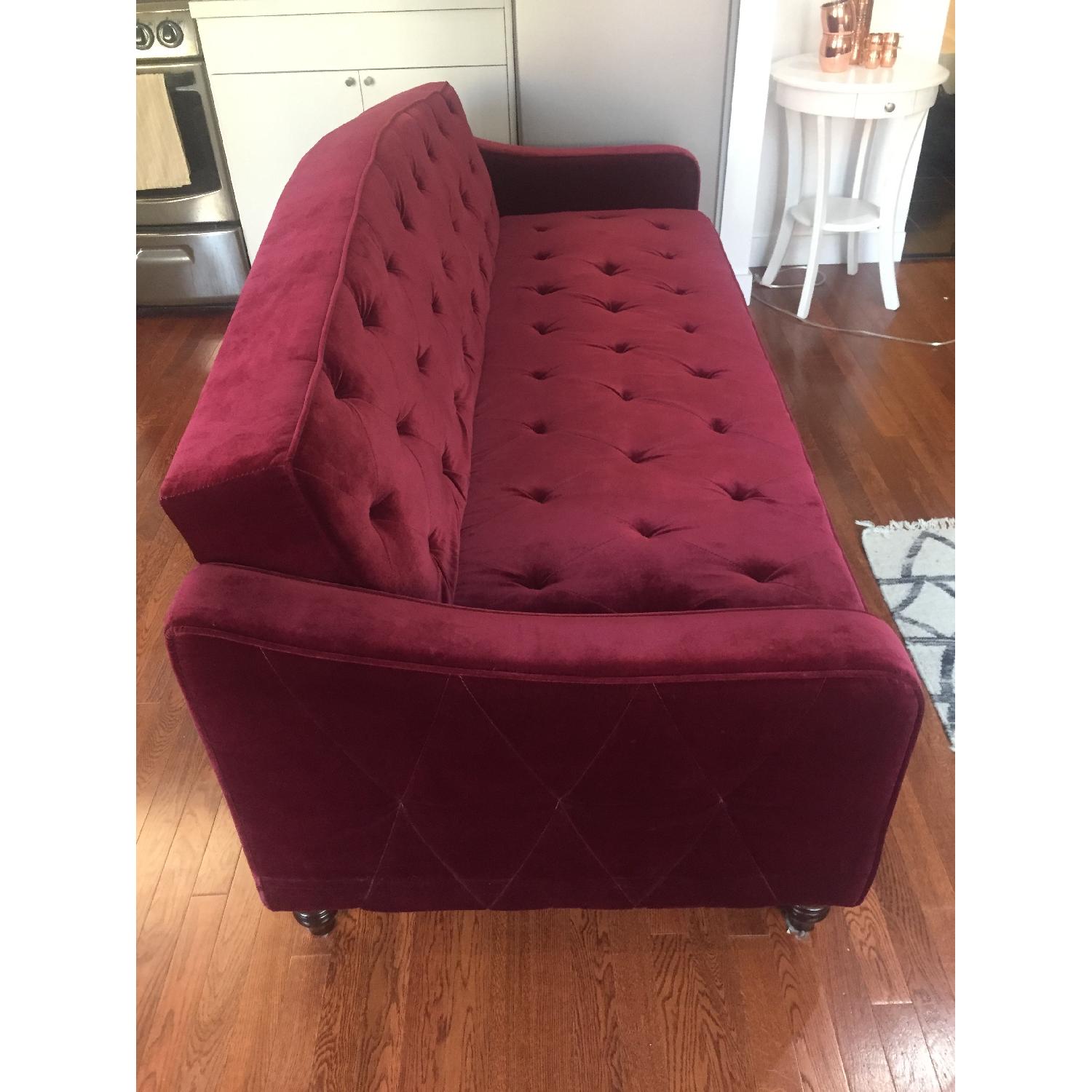 Novogratz Velvet Tufted Maroon Sleeper Sofa - image-2