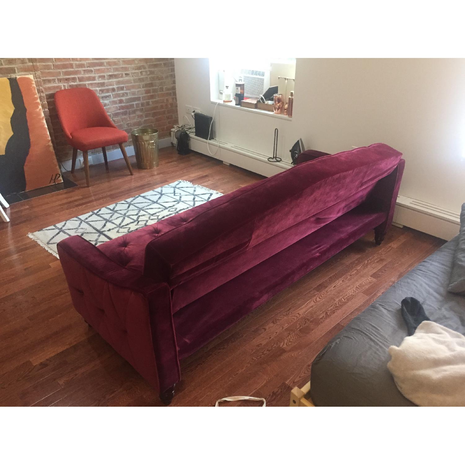 Novogratz Velvet Tufted Maroon Sleeper Sofa - image-3