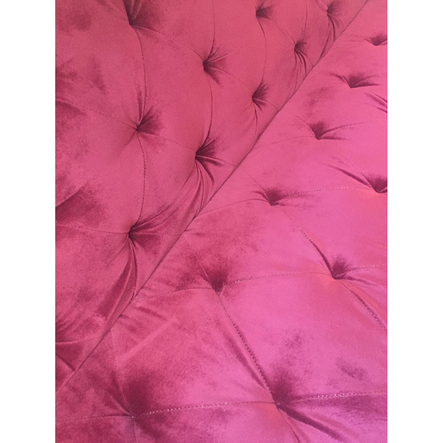 Novogratz Velvet Tufted Maroon Sleeper Sofa - image-4
