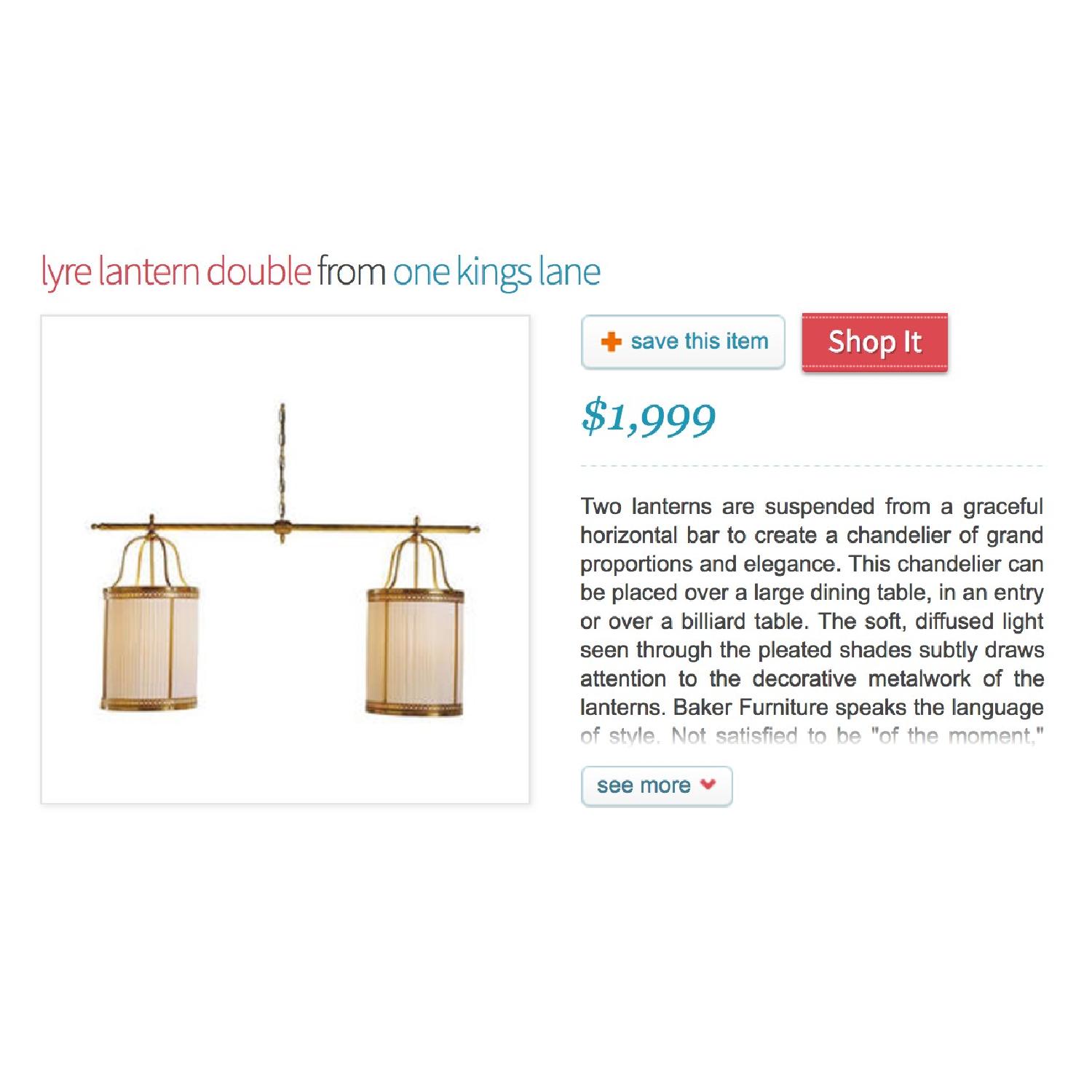 Baker Jacques Garcia Brass Double Latern Chandelier - image-3