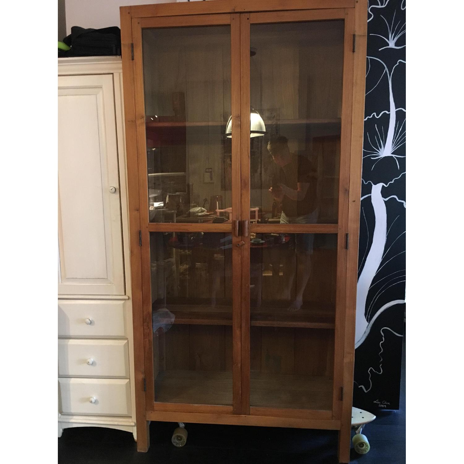 Vintage Solid Teak Display Cabinet - image-1