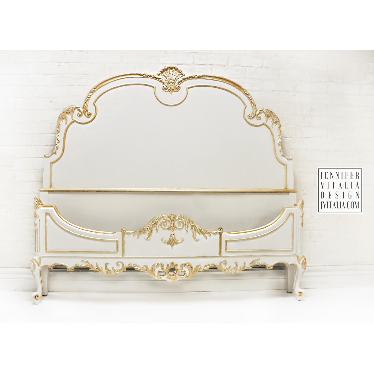 French Antique Twin Bed in Cream & Gold - image-1