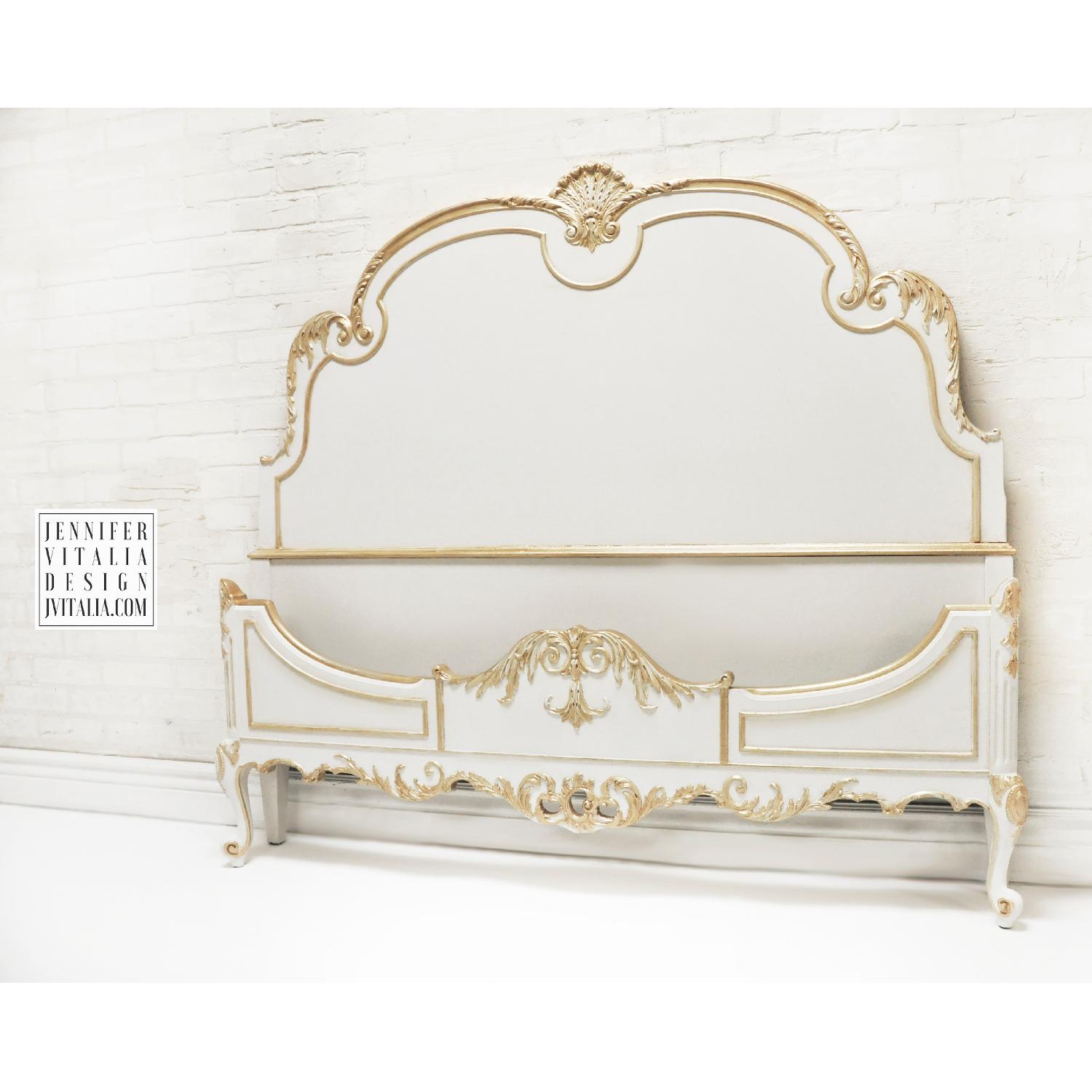 French Antique Twin Bed in Cream & Gold - image-3
