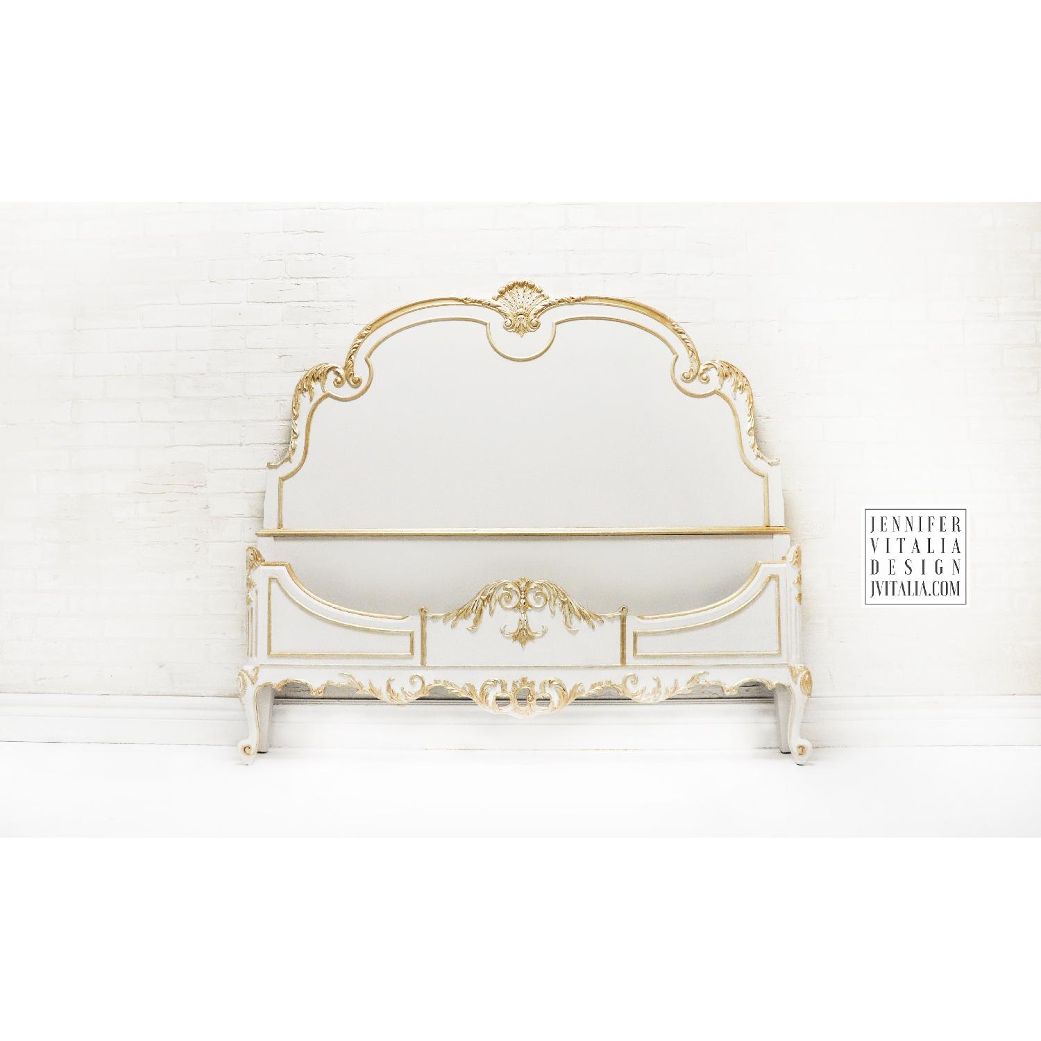 French Antique Twin Bed in Cream & Gold - image-4