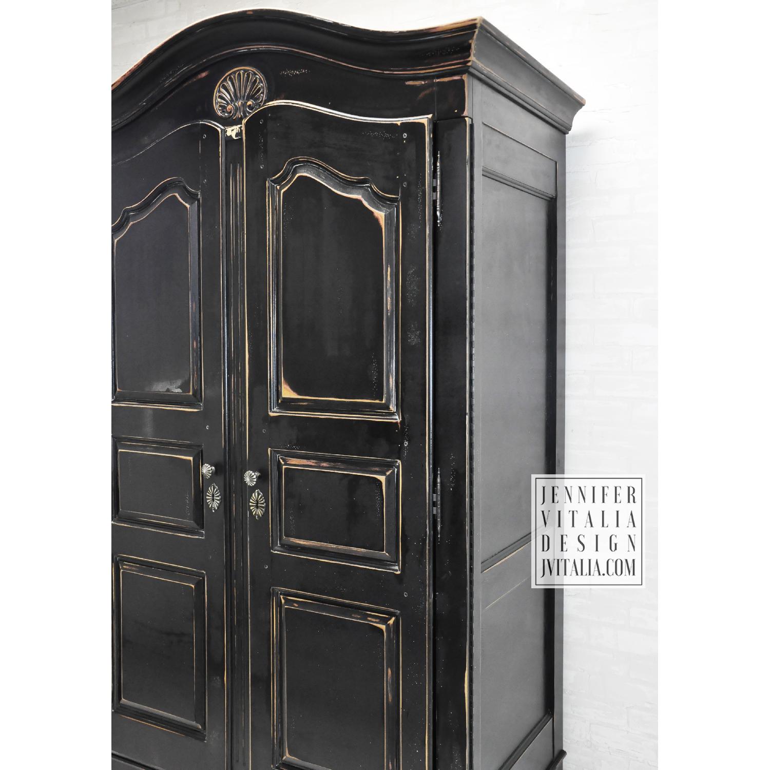 Thomasville French Black Distressed Storage Armoire - image-1
