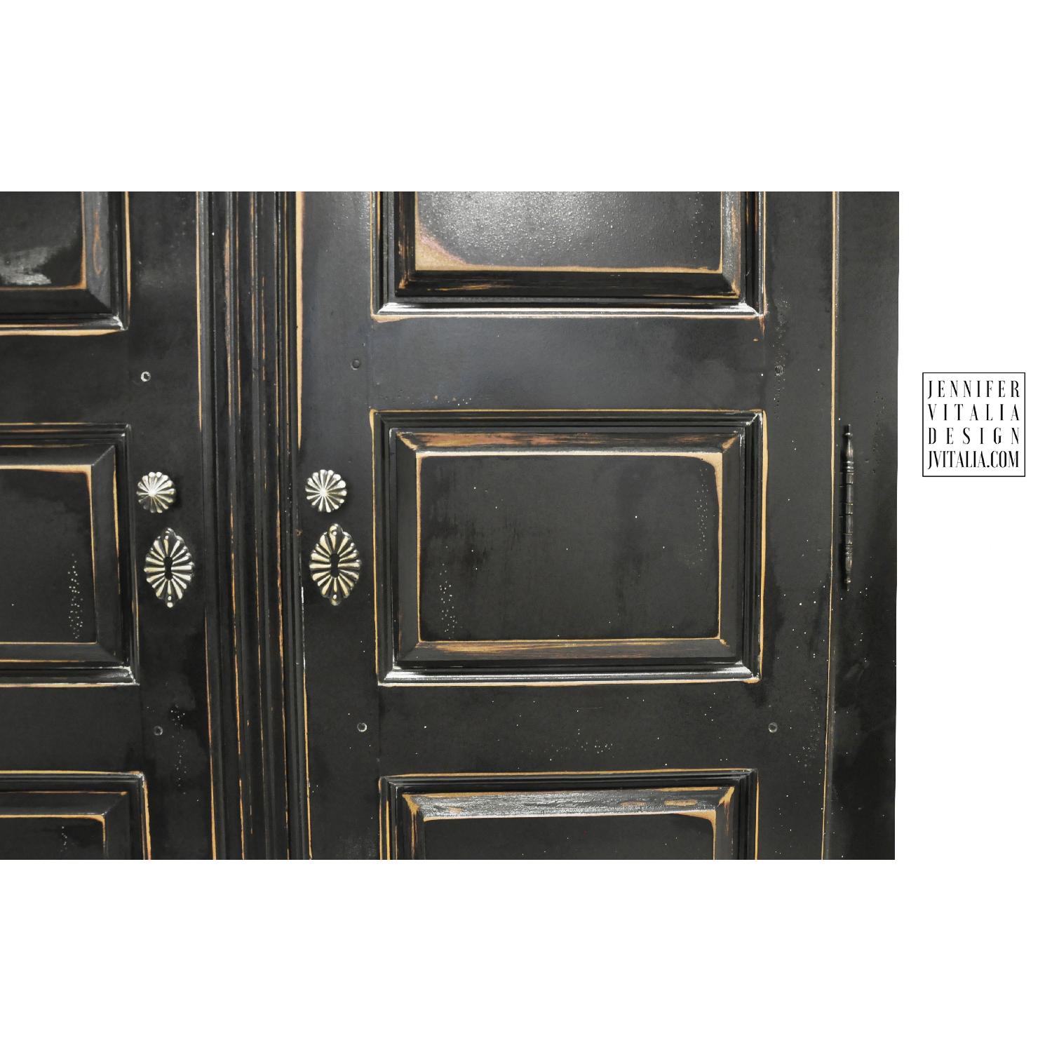 Thomasville French Black Distressed Storage Armoire - image-2
