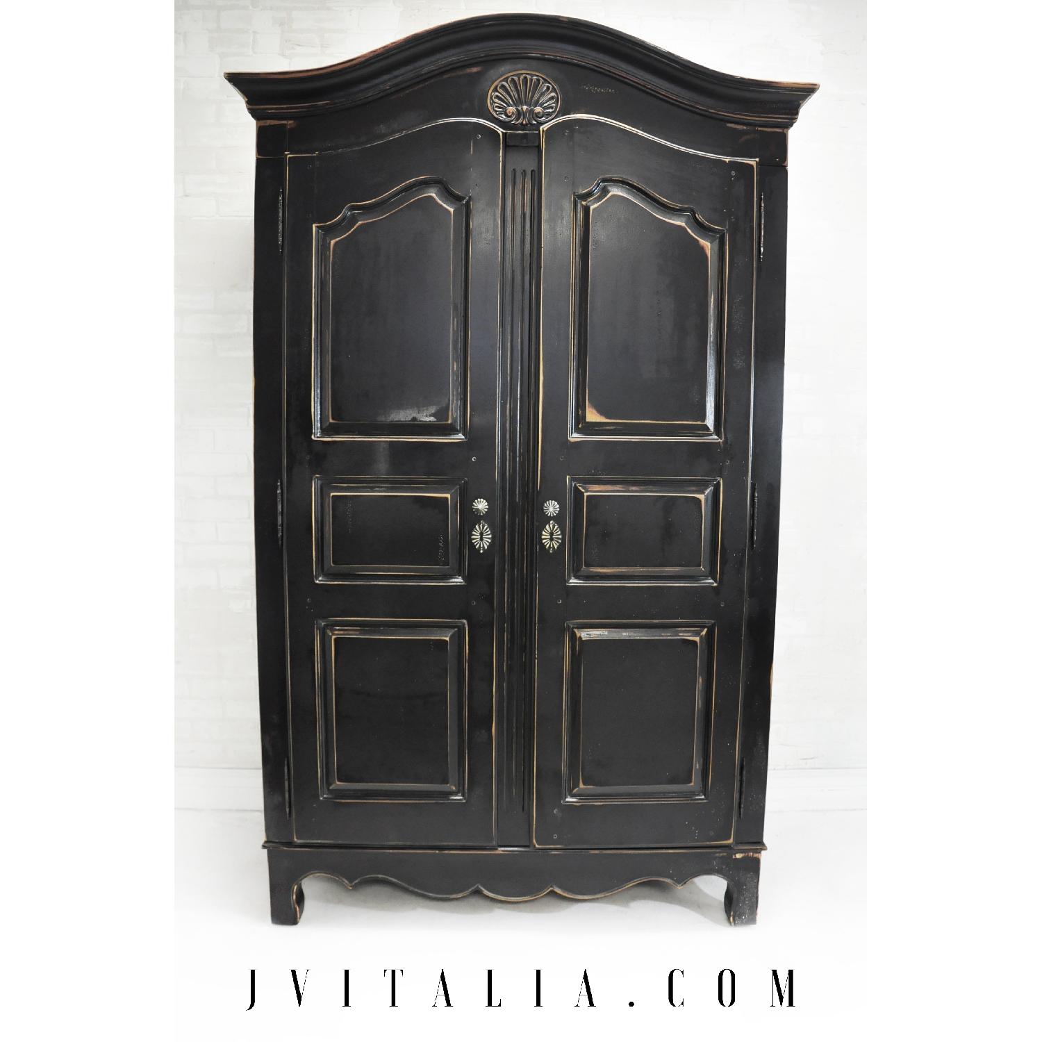 Thomasville French Black Distressed Storage Armoire - image-3