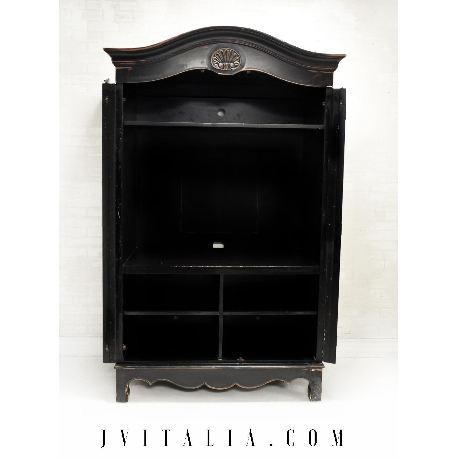 Thomasville French Black Distressed Storage Armoire - image-5