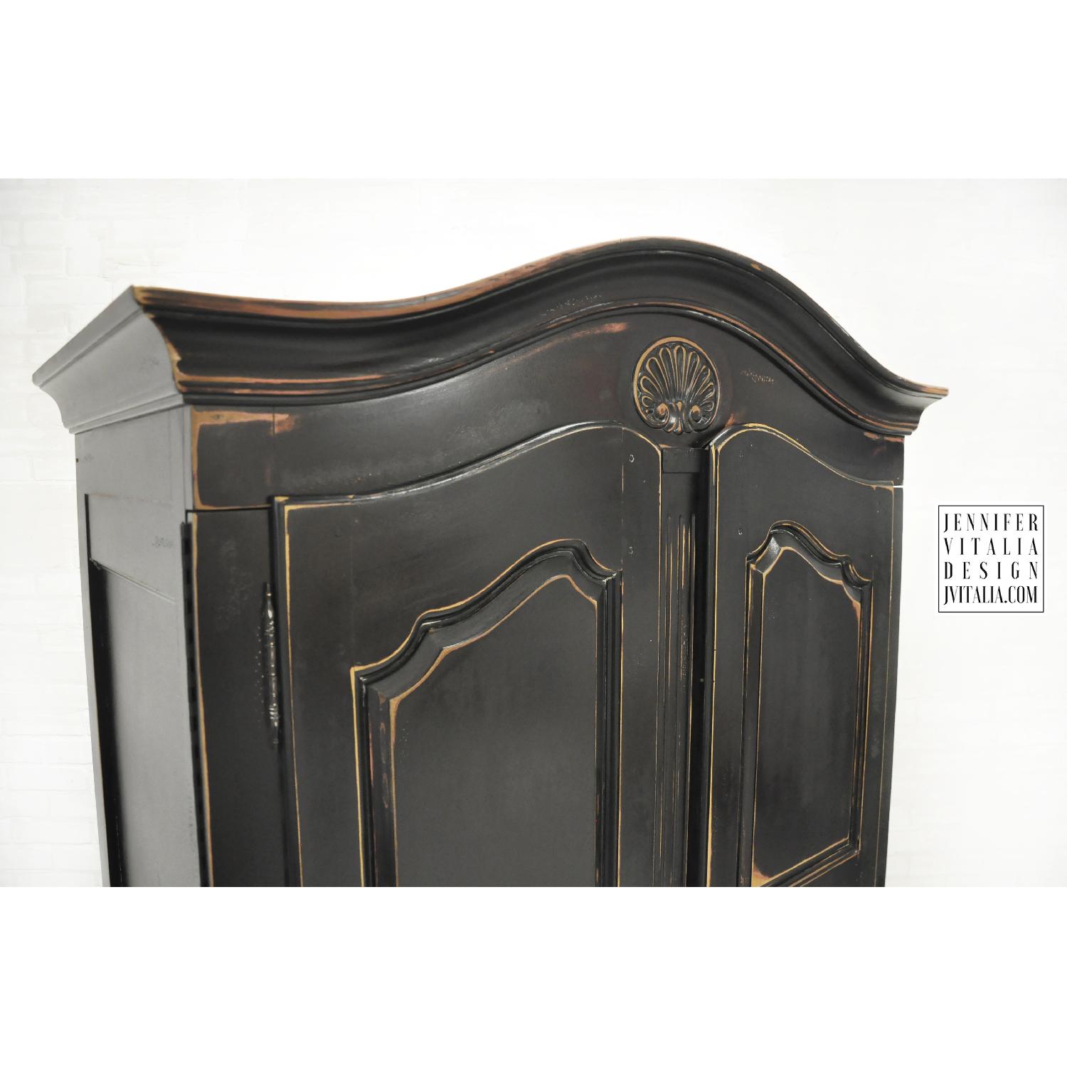 Thomasville French Black Distressed Storage Armoire - image-6