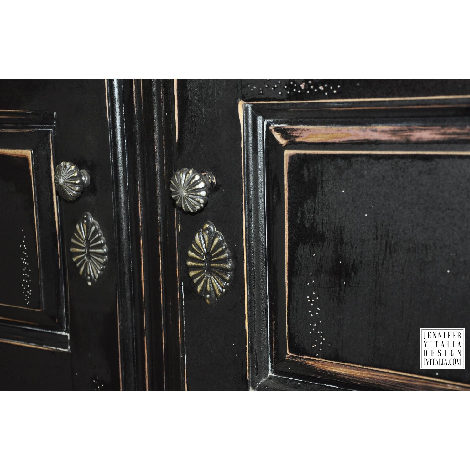 Thomasville French Black Distressed Storage Armoire - image-7