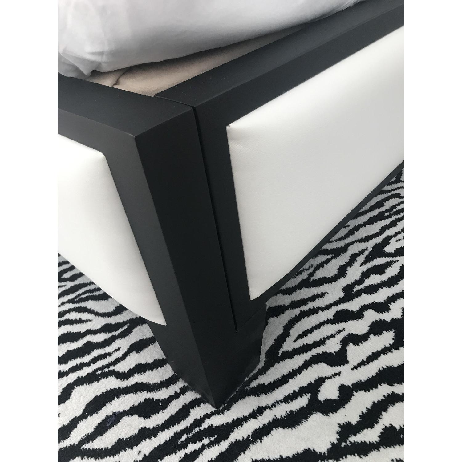 Iron Bed Frame with Upholstered w/ White Leather Headboard - image-3