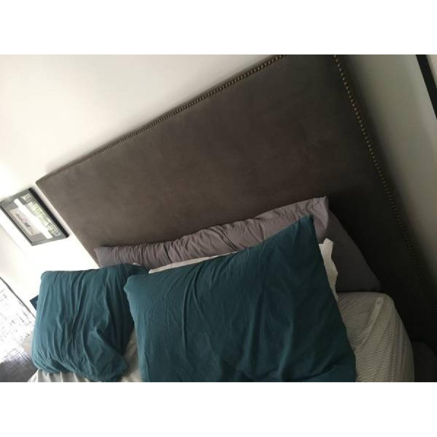 West Elm Tall Nailhead Queen Headboard in Otter - image-1