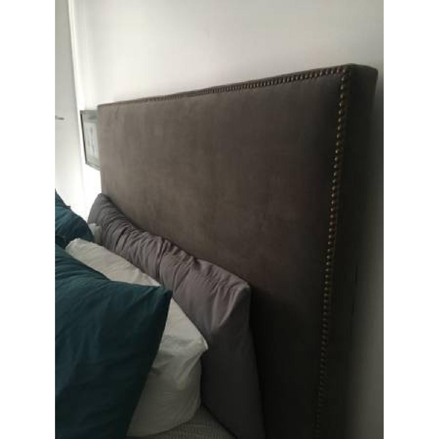 West Elm Tall Nailhead Queen Headboard in Otter - image-2