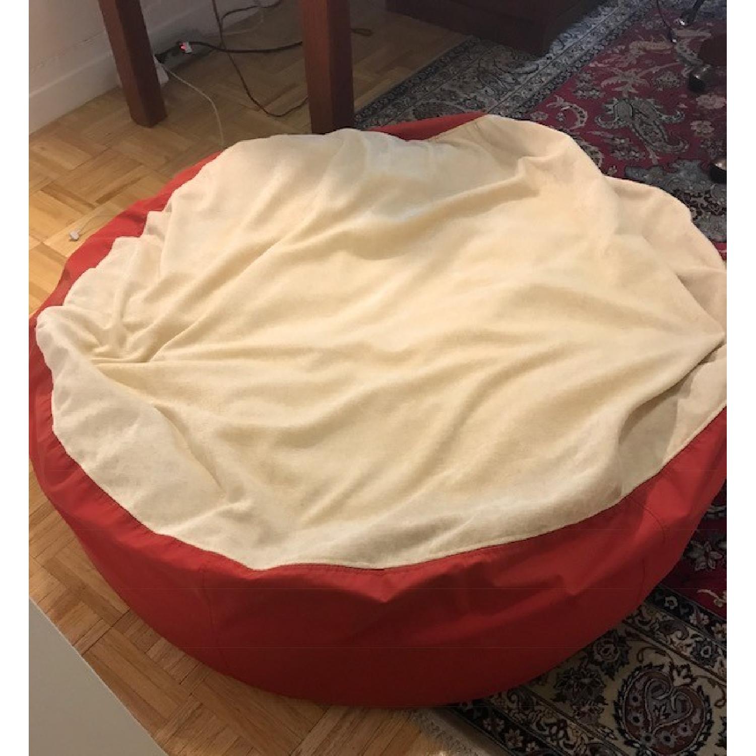 Ligne Roset Contemporary Leather & Fabric Ottoman - image-1