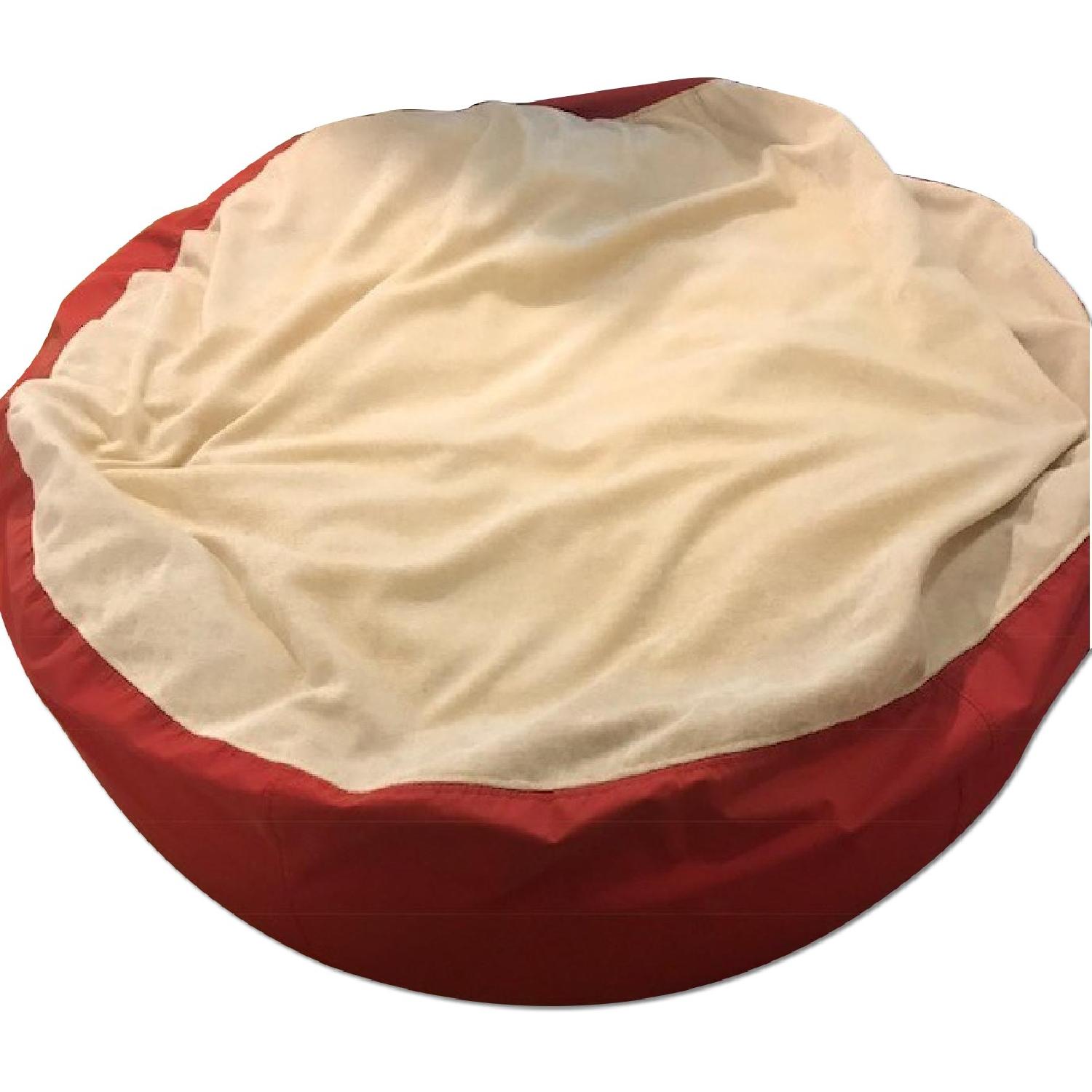 Ligne Roset Contemporary Leather & Fabric Ottoman - image-4