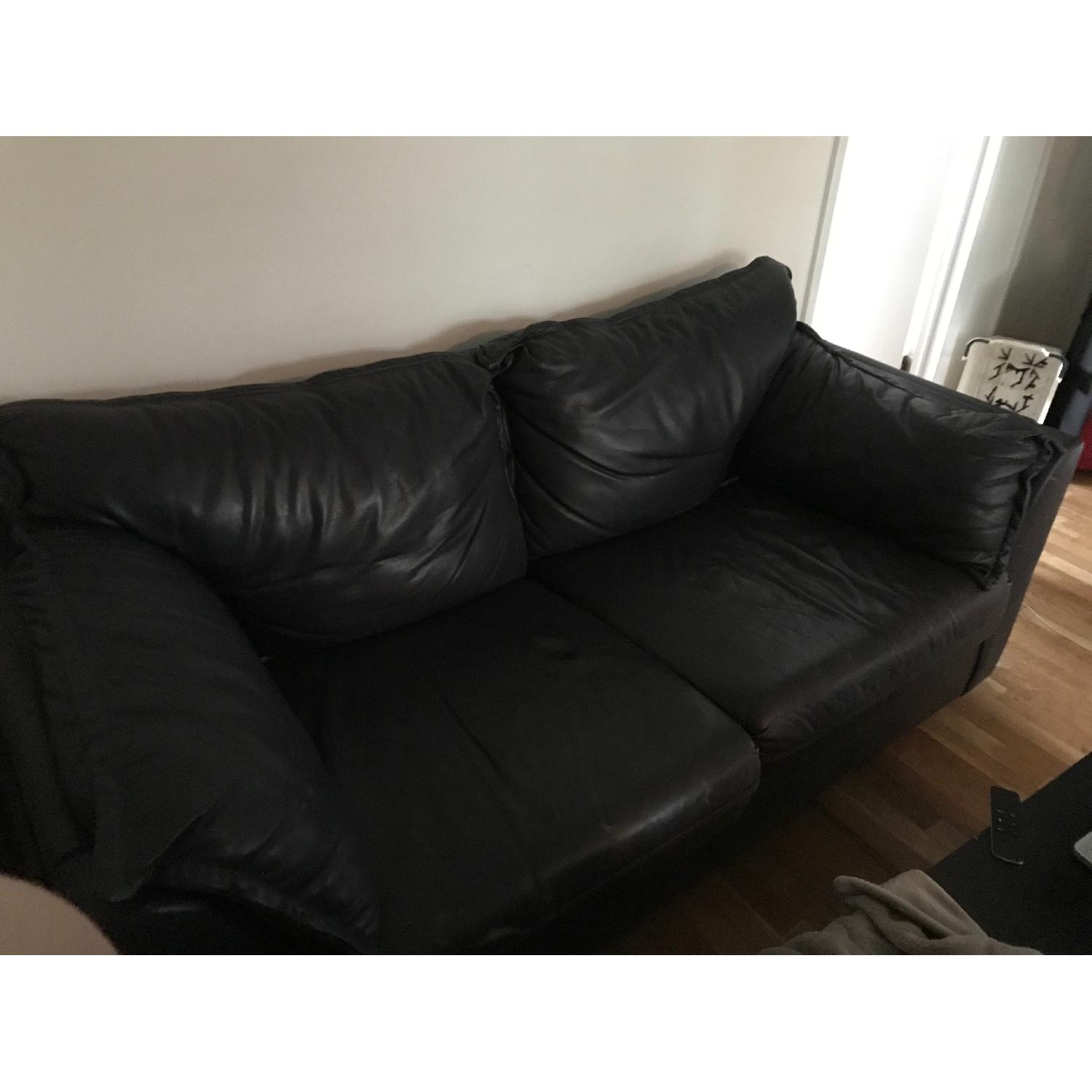 Ikea Black Leather Couch - image-1
