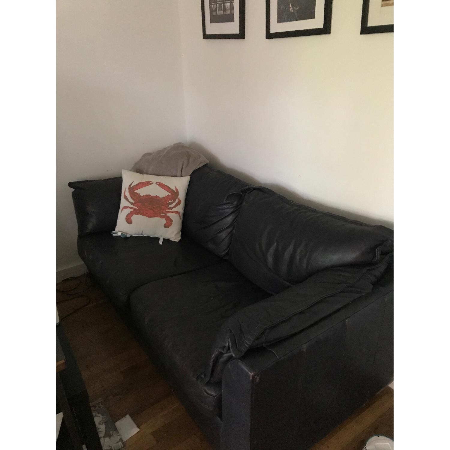 Ikea Black Leather Couch - image-2