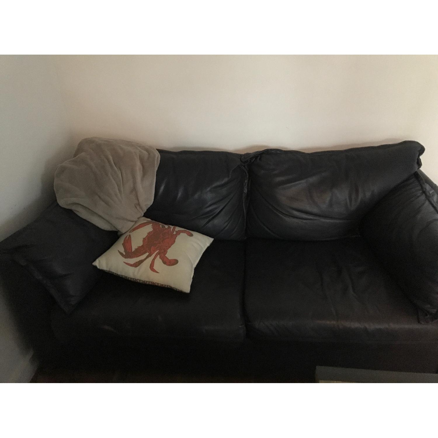 Ikea Black Leather Couch - image-3
