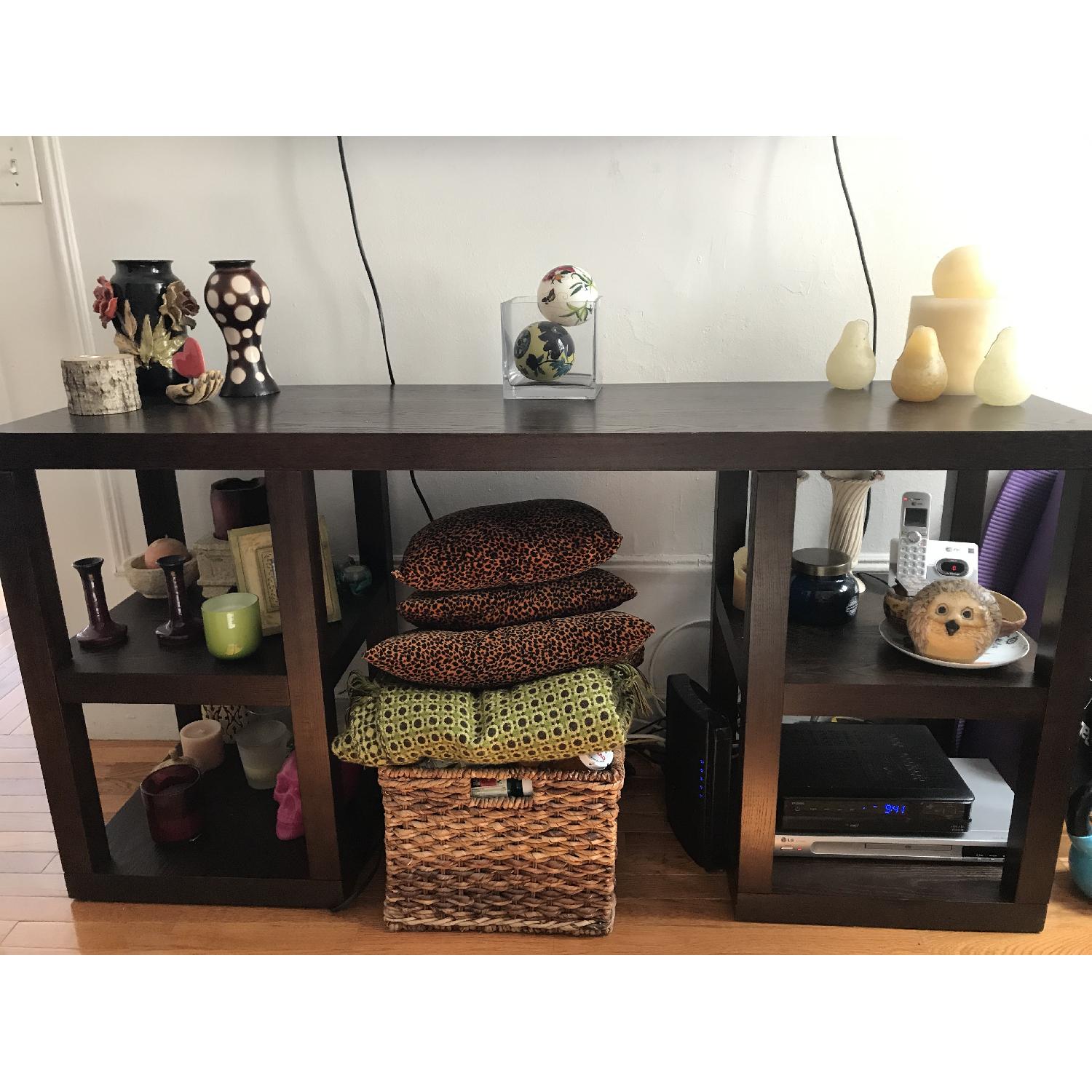 West Elm Dark Brown Wood Console - image-1