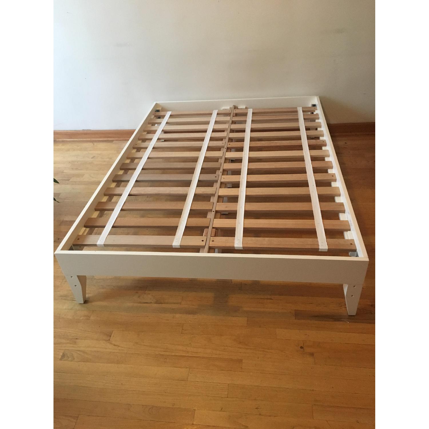 West Elm Narrow Leg Wood Bed in White Lacquer - image-3