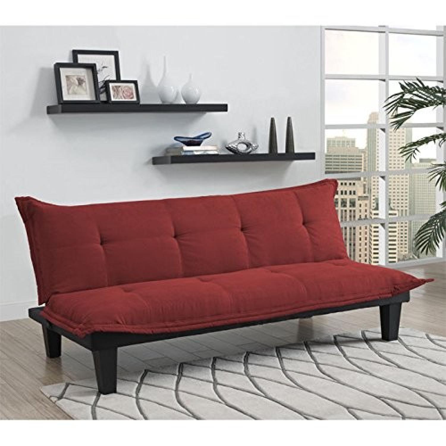DHP Furniture Convertible Red Sofa Bed - image-1