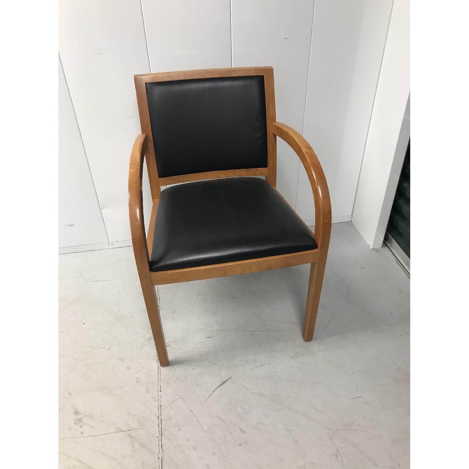 Geiger Brickel Cherry Wood & Leather Chairs - image-1