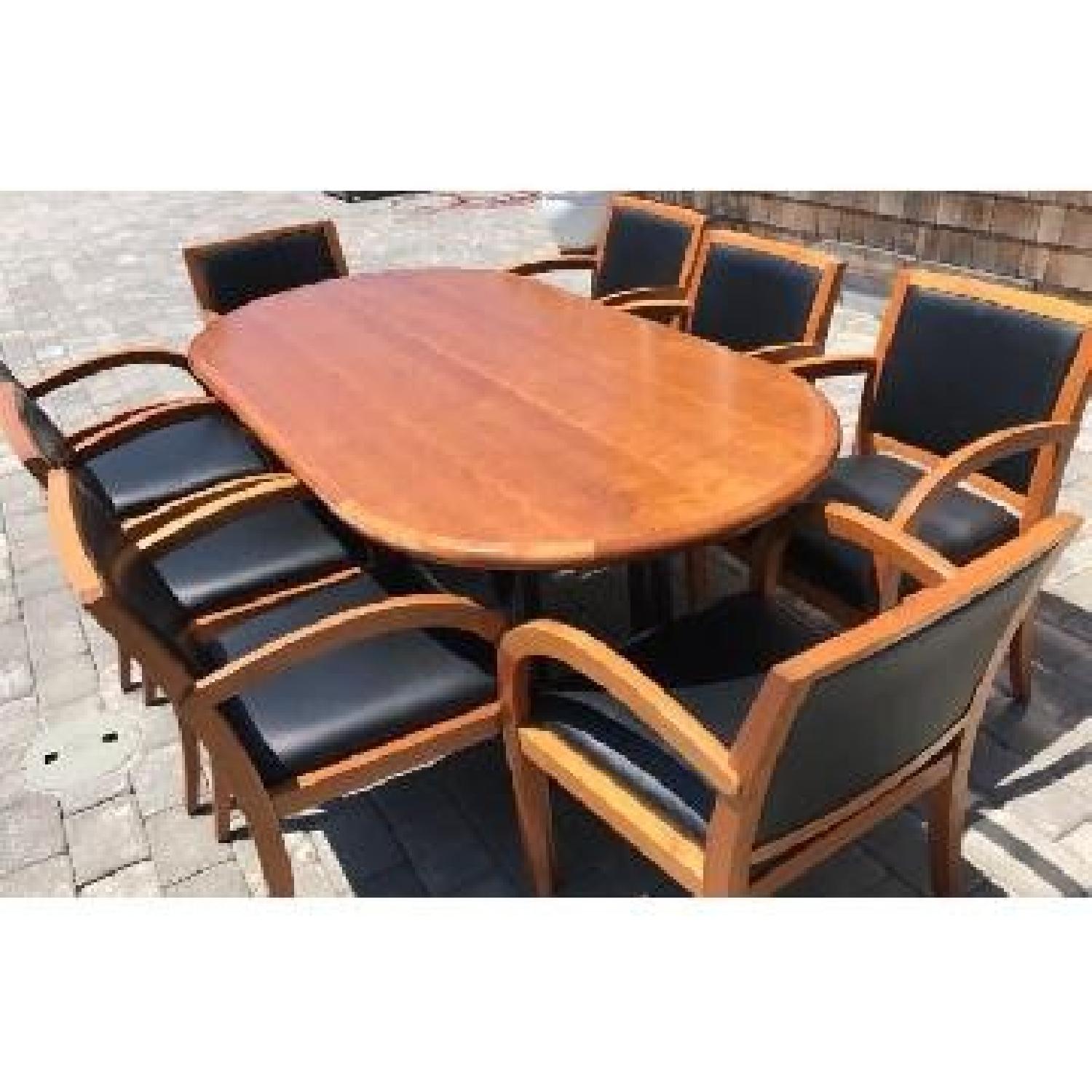 Geiger Brickel Cherry Wood & Leather Chairs - image-3