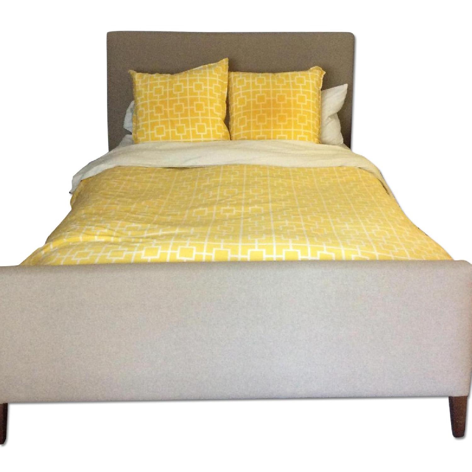 Room Board Queen Size Bed W Fabric Head Footboard Aptdeco