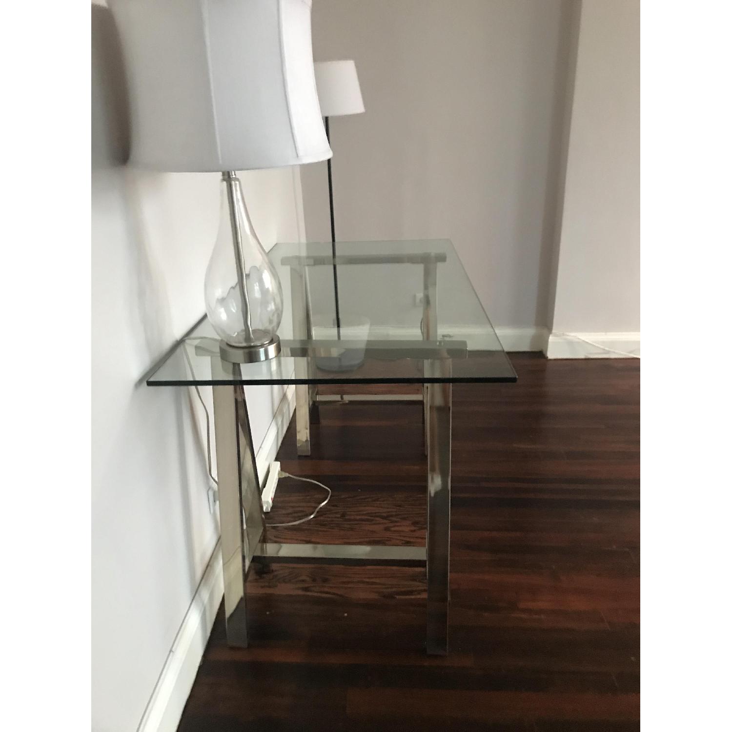 West Elm Glass Cross-Base Desk - image-3