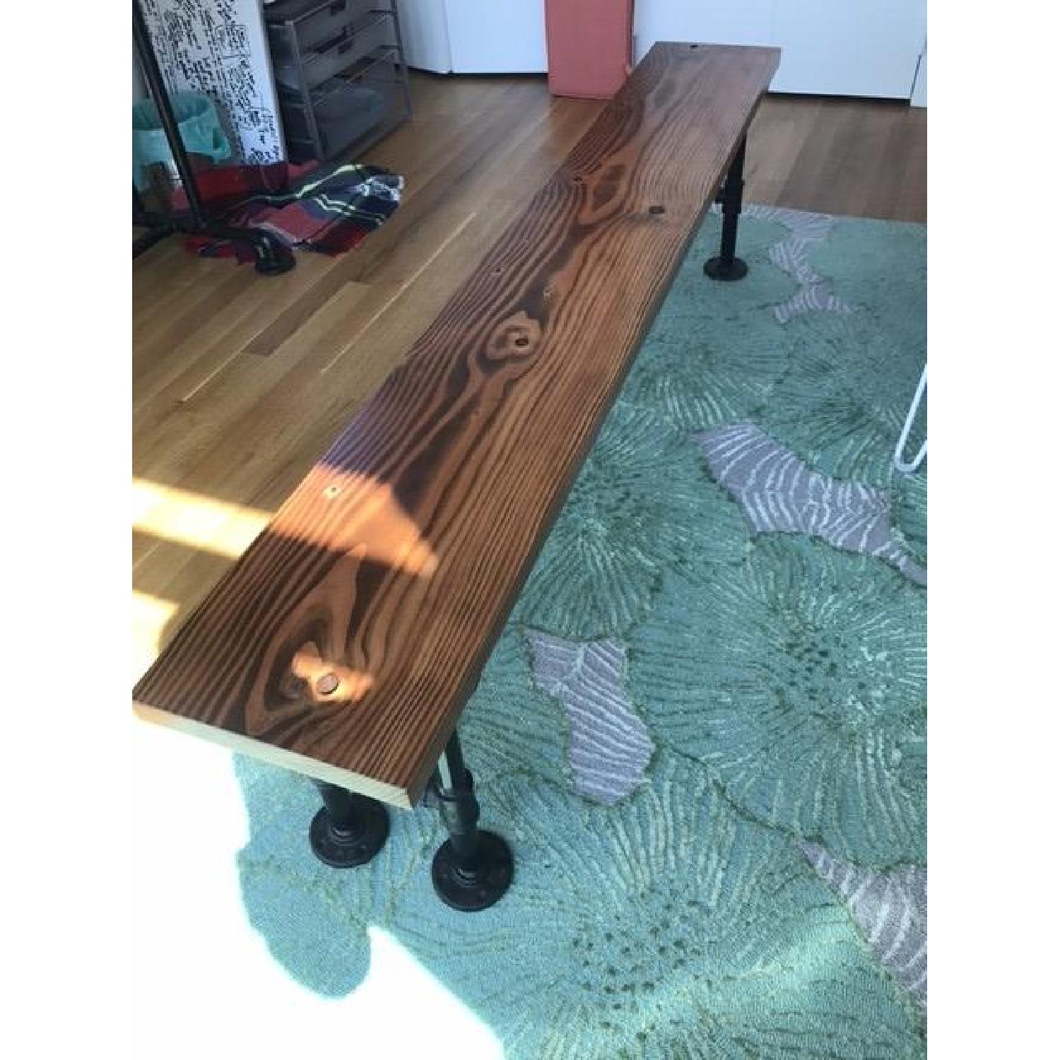 Solid English Chestnut Industrial Dining Table w/ Matching Bench - image-6