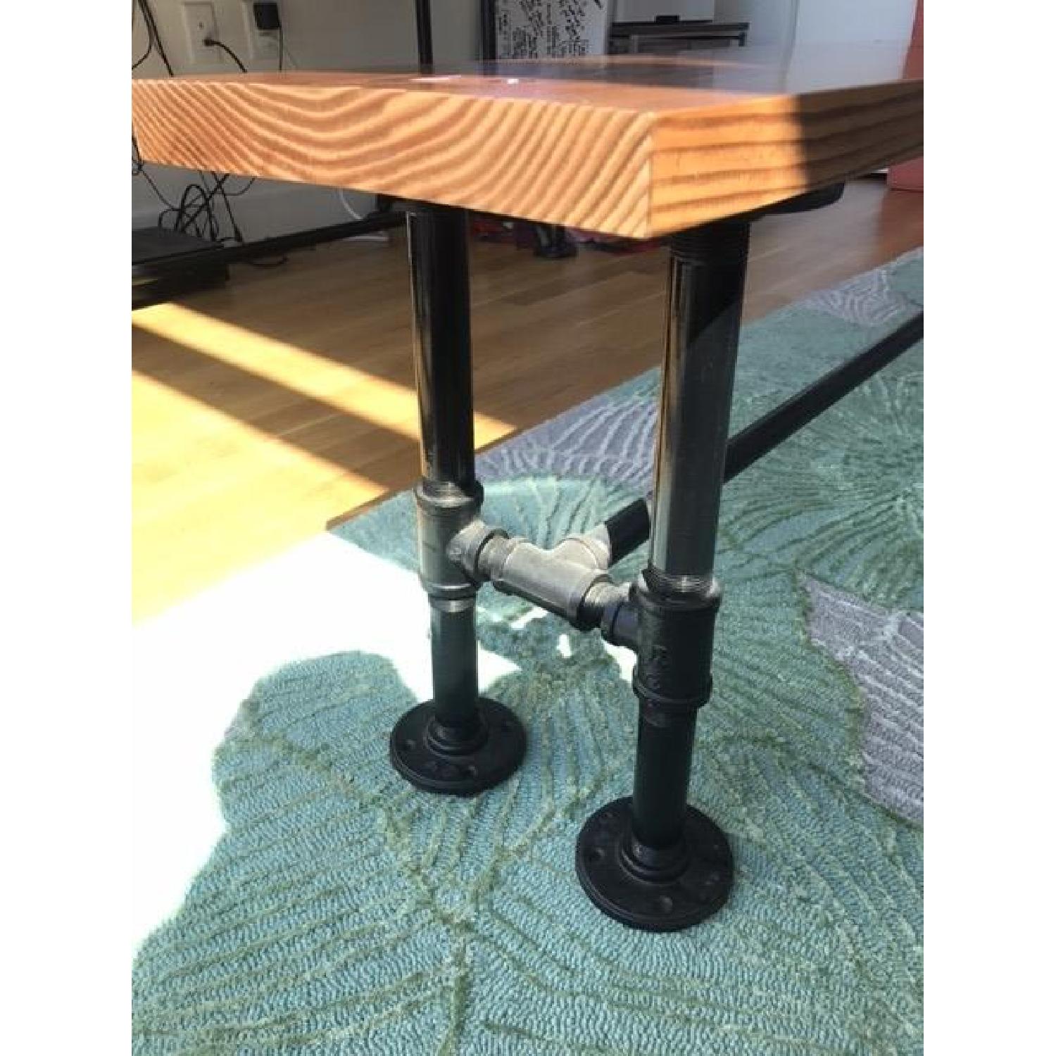 Solid English Chestnut Industrial Dining Table w/ Matching Bench - image-7
