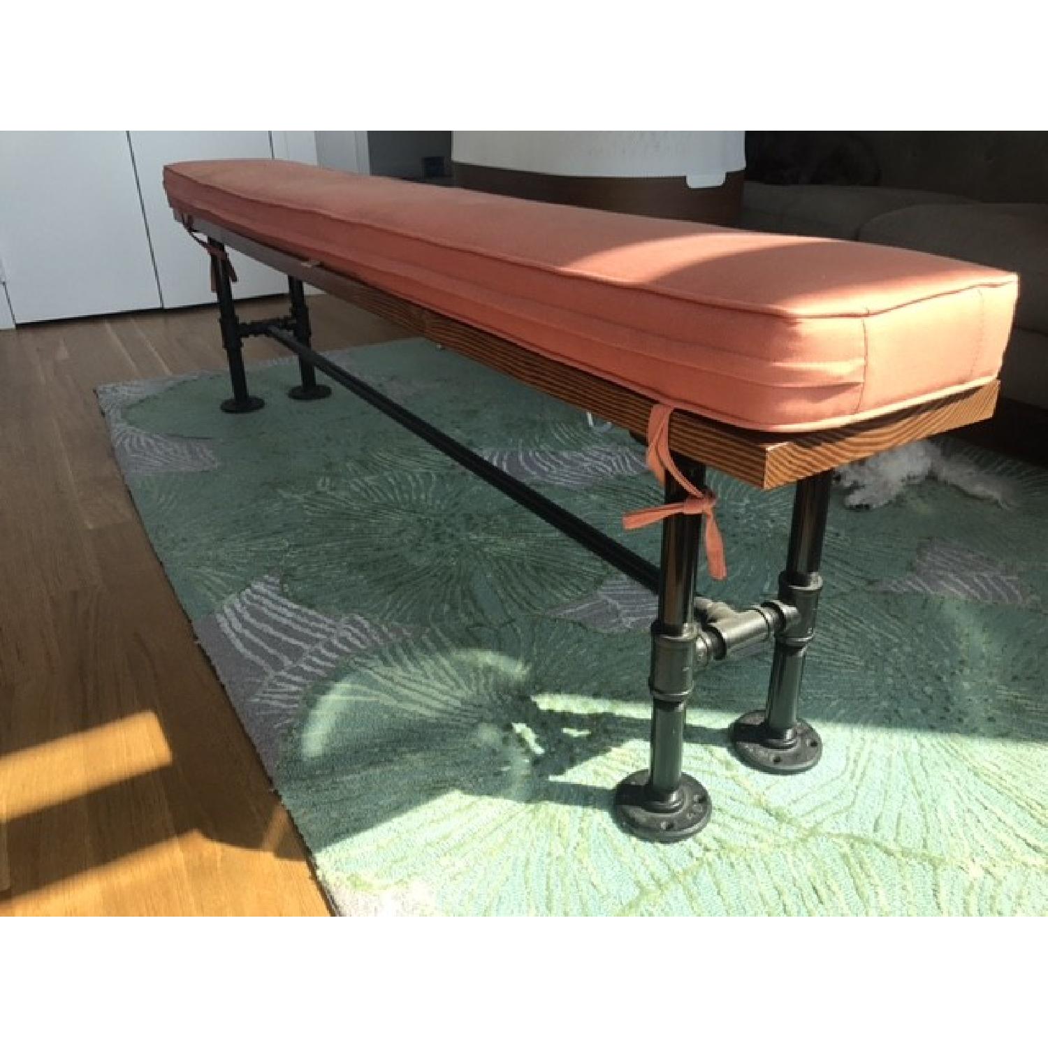 Solid English Chestnut Industrial Dining Table w/ Matching Bench - image-8