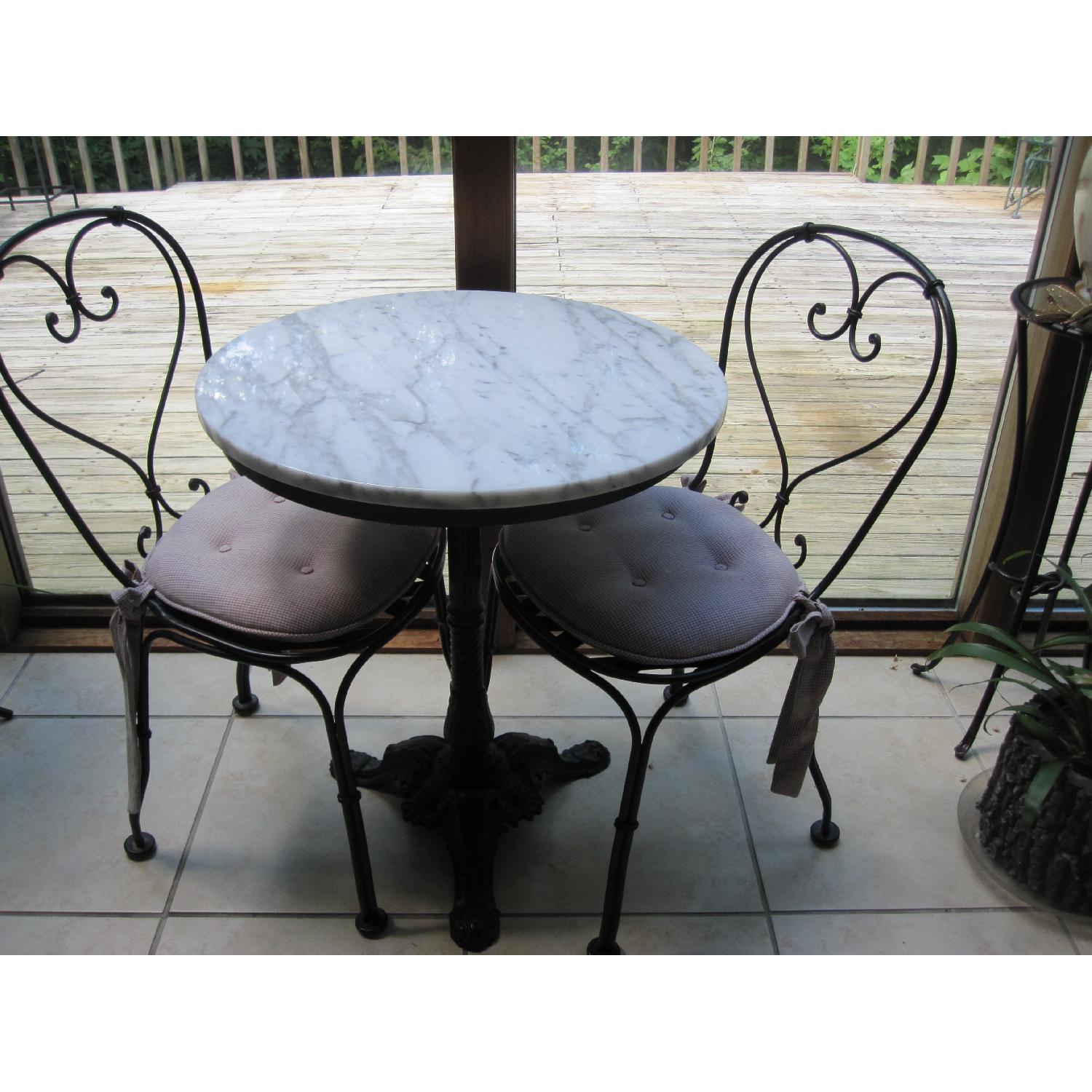 Vintage Italian Marble Bistro Table w/ 2 Chairs - image-8