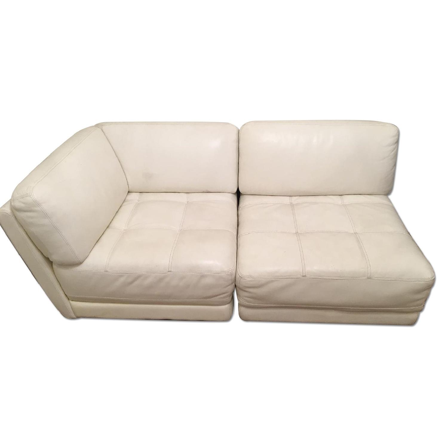 White Leather Sectional - image-0