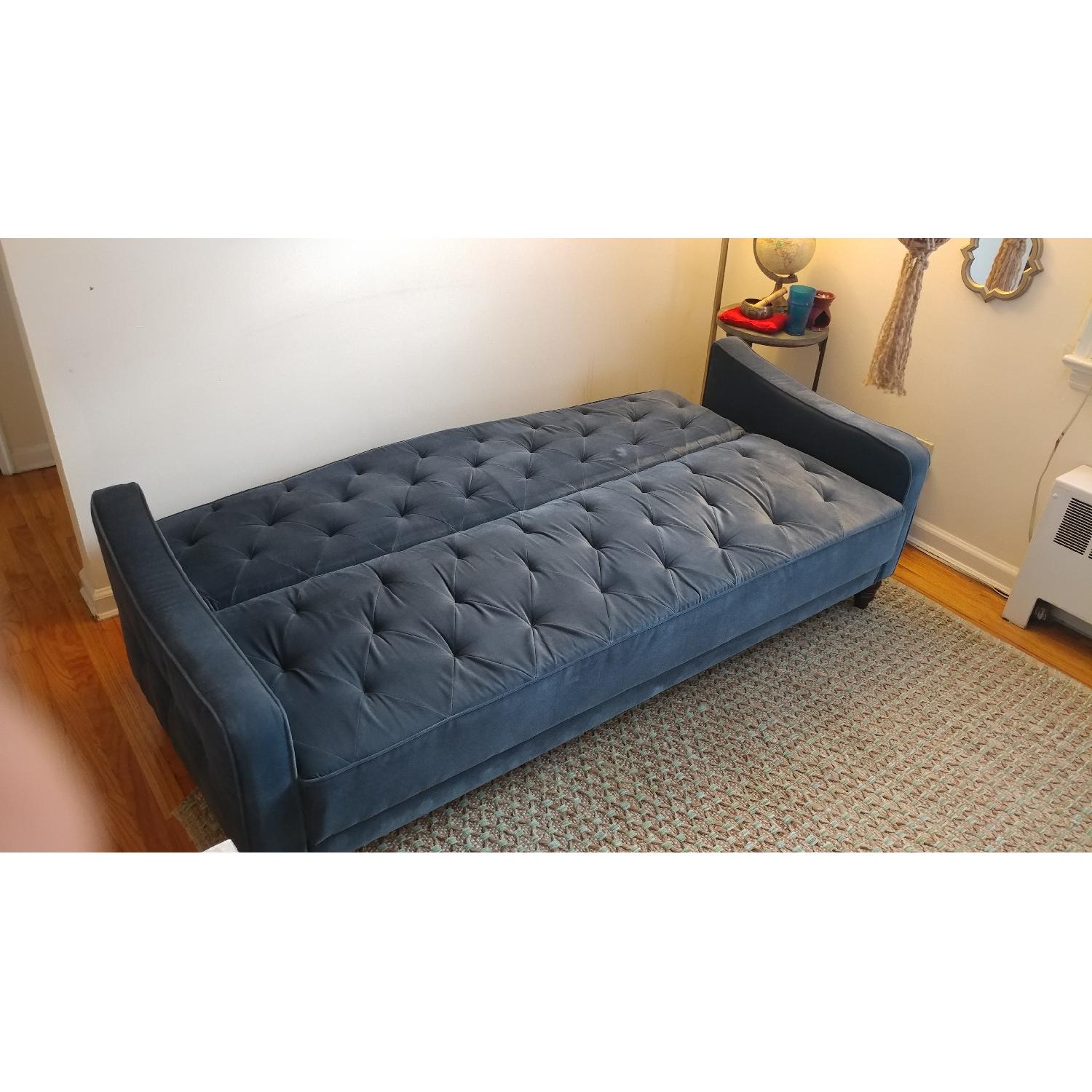 9 by Novogratz Vintage Tufted Sleeper Sofa in Navy Velour - image-3
