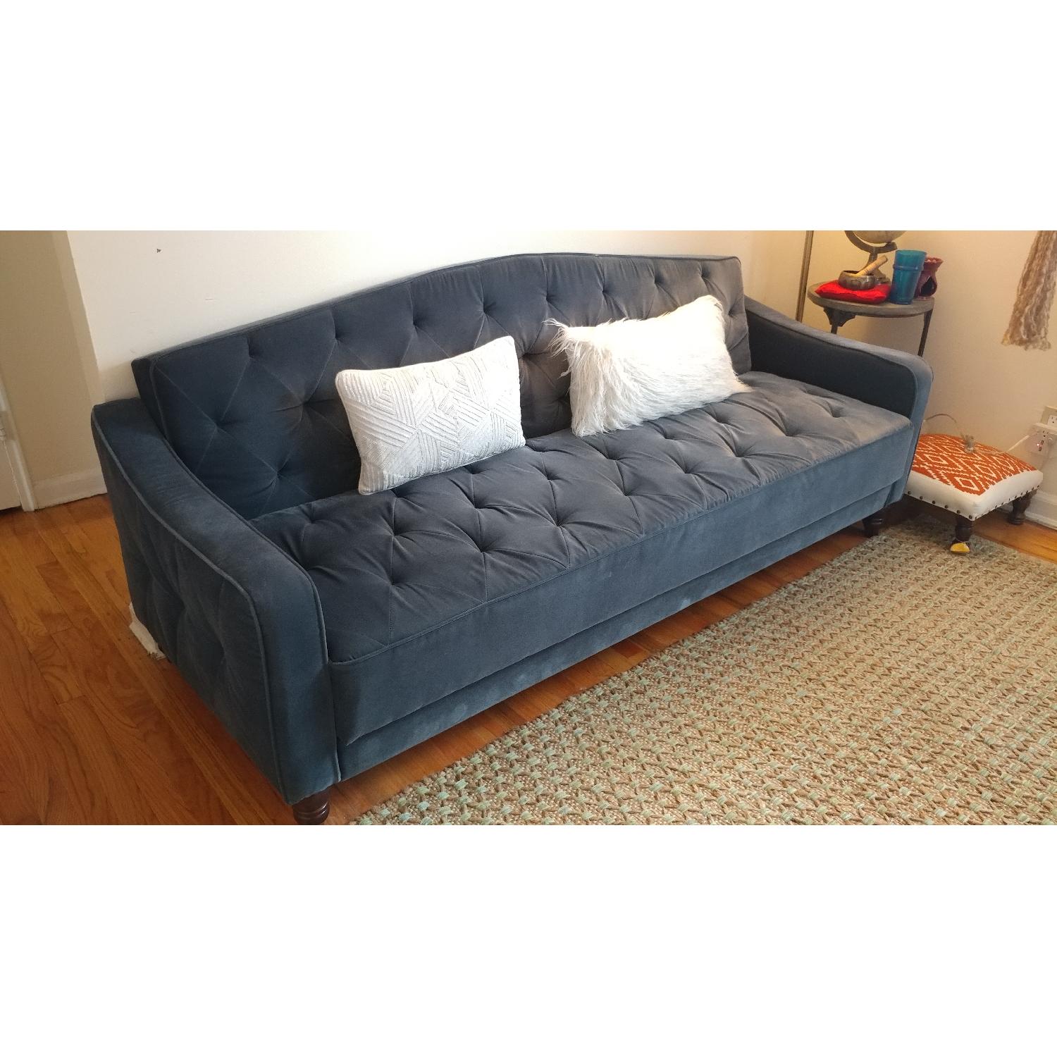 9 by Novogratz Vintage Tufted Sleeper Sofa in Navy Velour - image-4