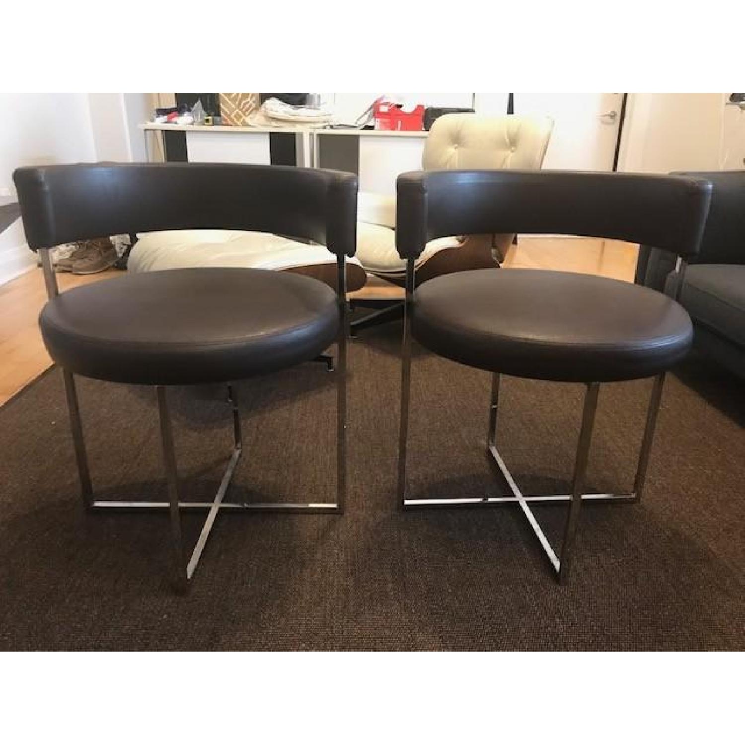 Brown Faux Leather Dining Chairs - image-1
