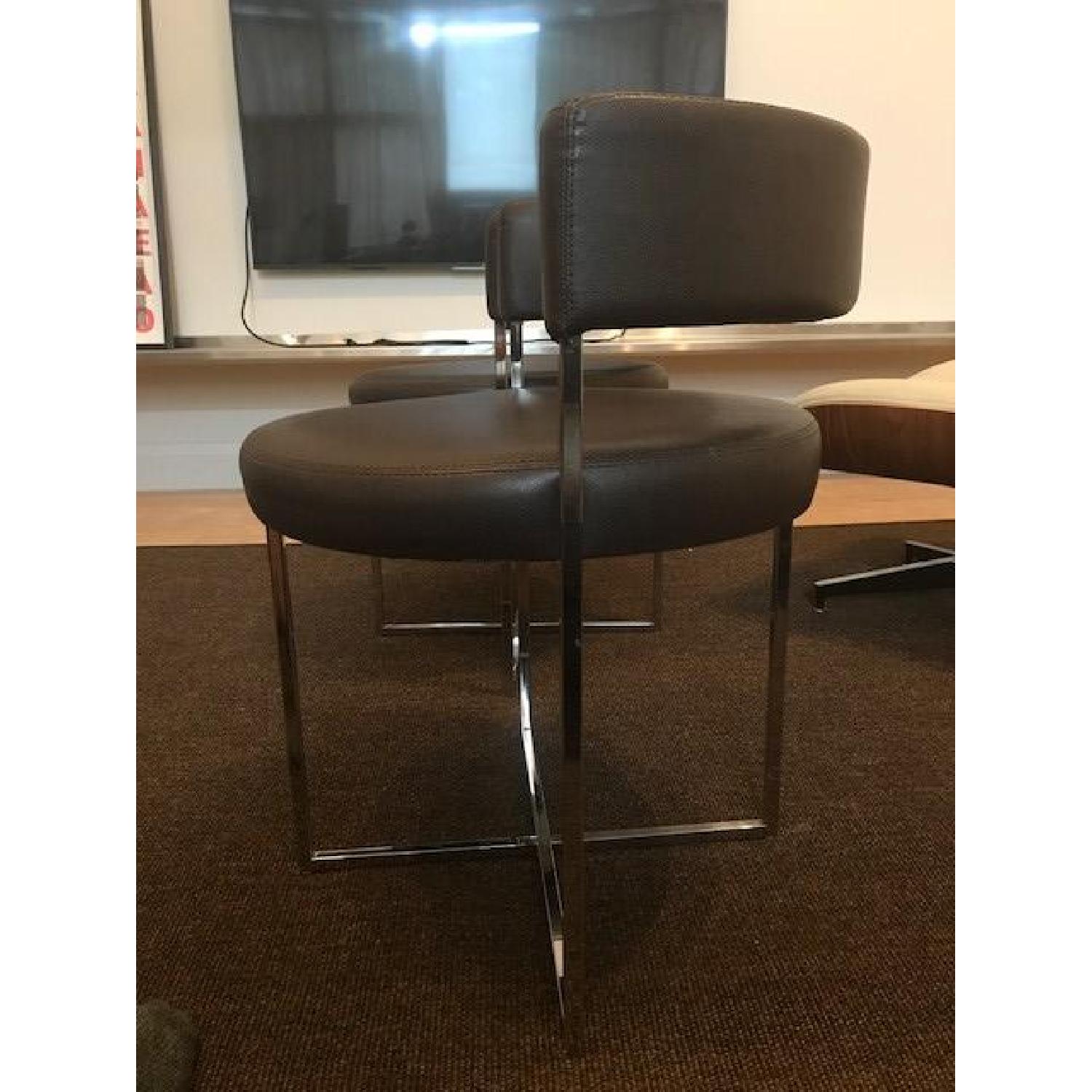 Brown Faux Leather Dining Chairs - image-2