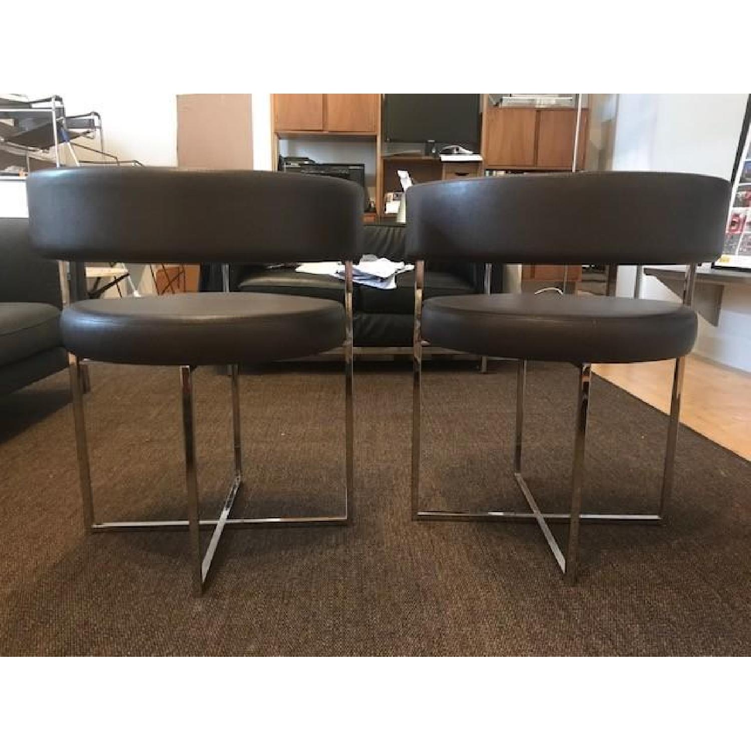 Brown Faux Leather Dining Chairs - image-3