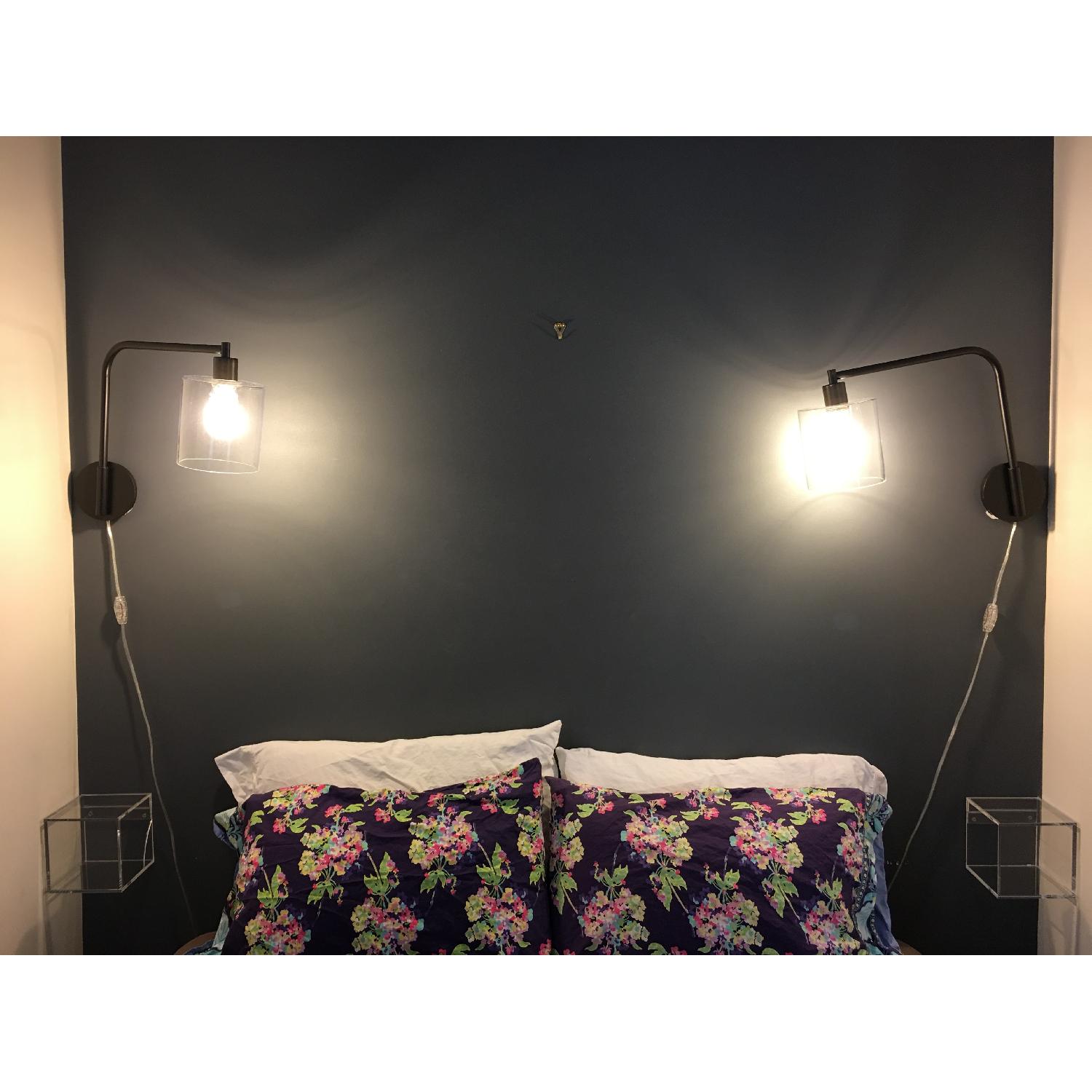 West Elm Antique Bronze Lens Plug In Sconces - image-3