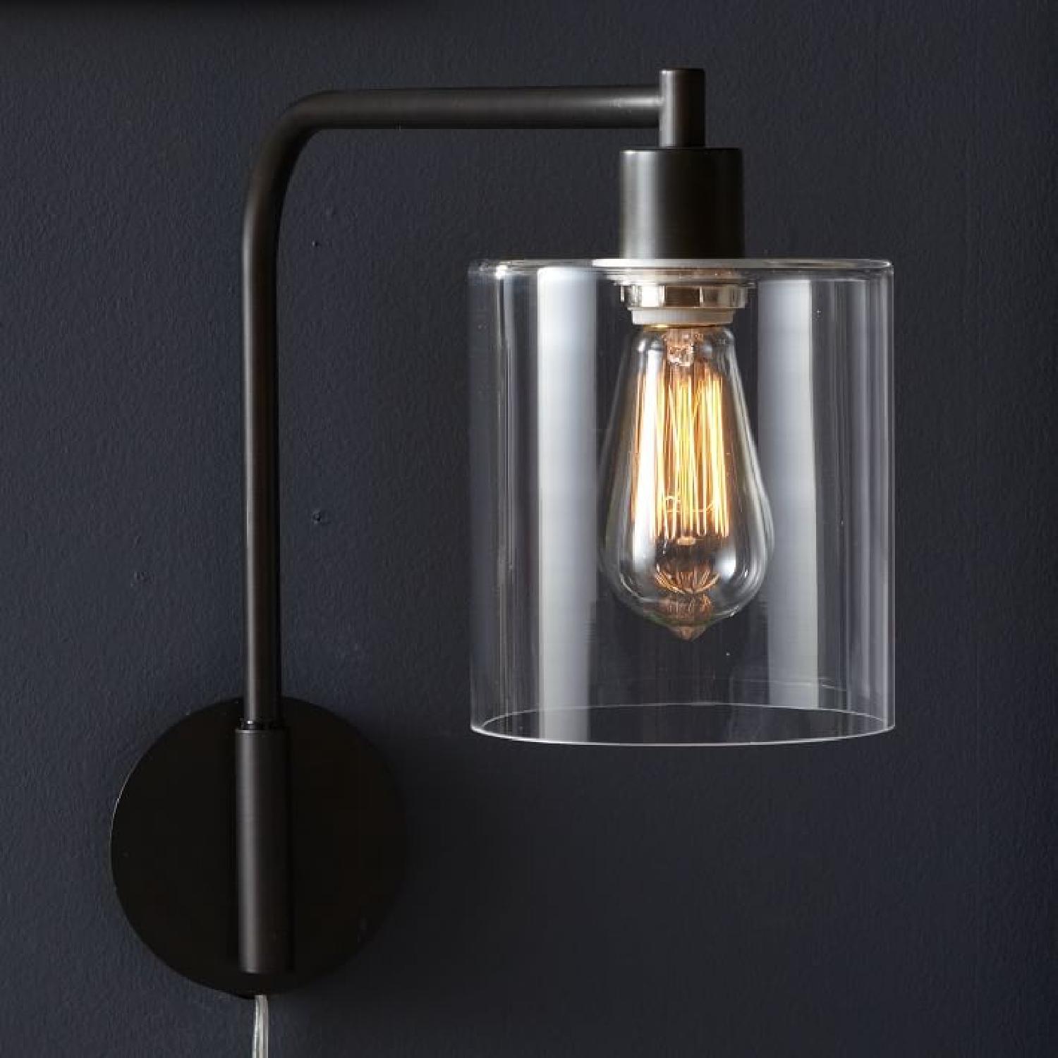 West Elm Antique Bronze Lens Plug In Sconces - image-4