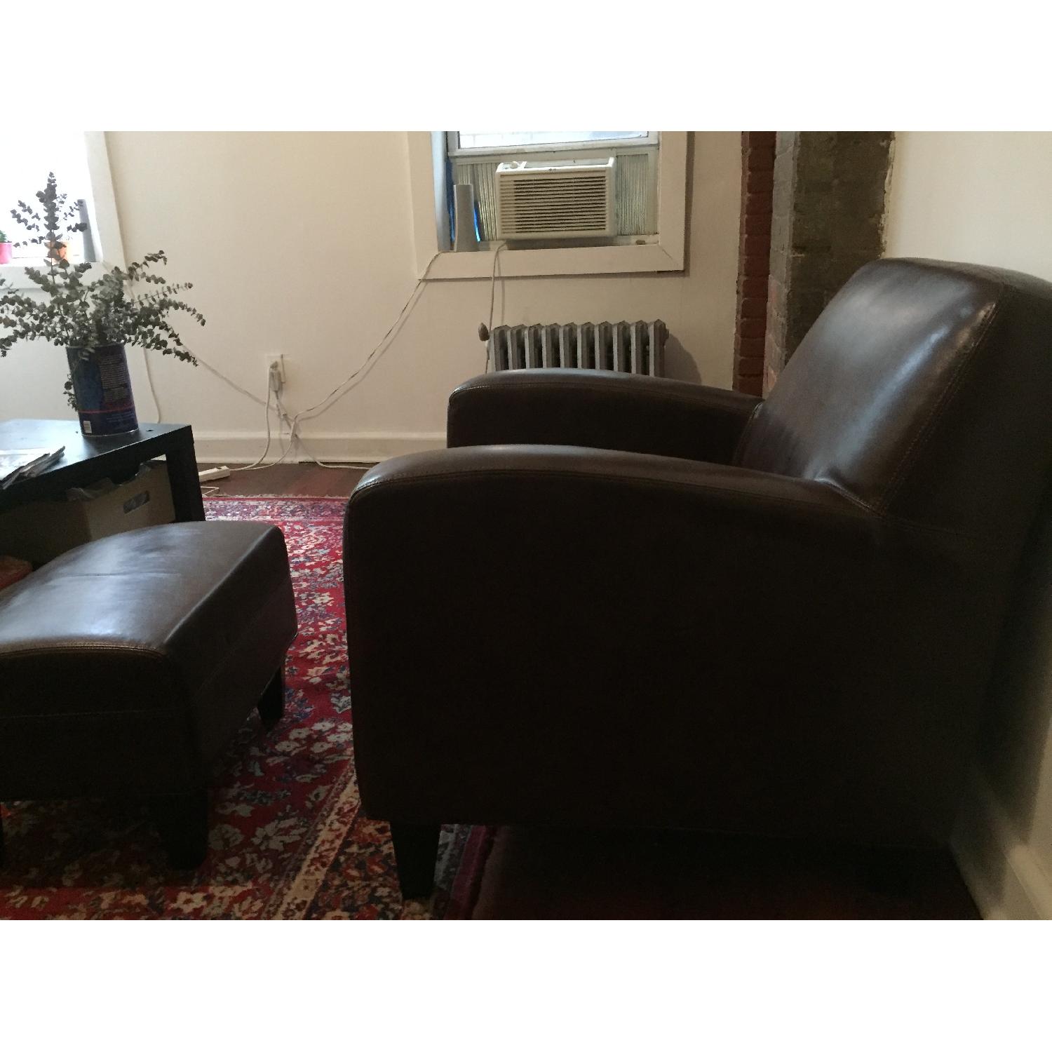 Leather Chair & Ottoman - image-1