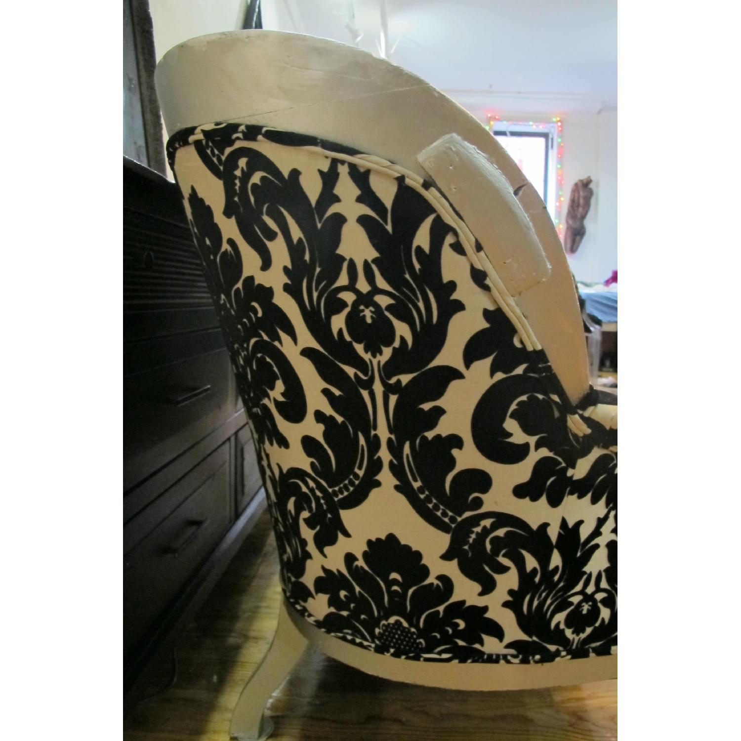 Antique Victorian Loveseat Custom Upholstered in Damask Print - image-2