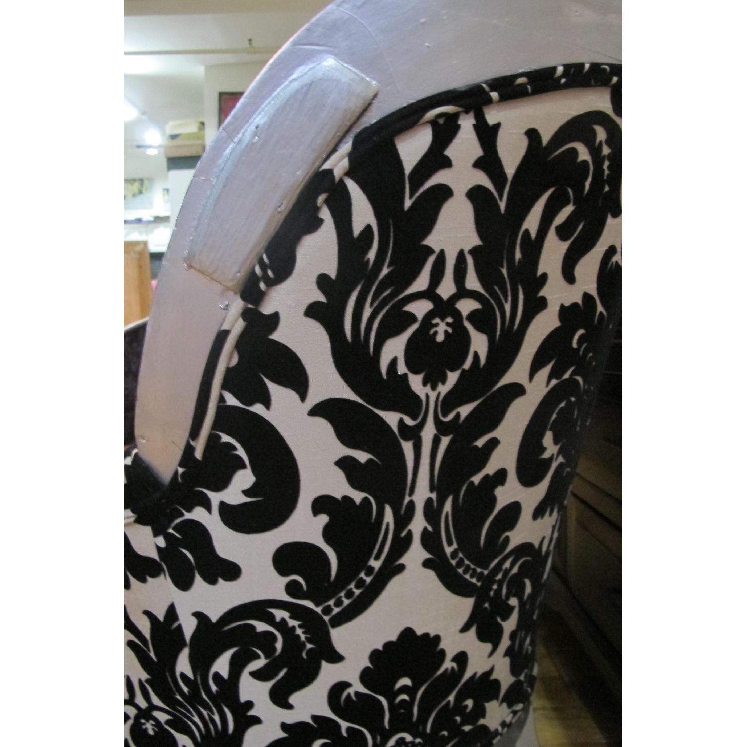 Antique Victorian Loveseat Custom Upholstered in Damask Print - image-3