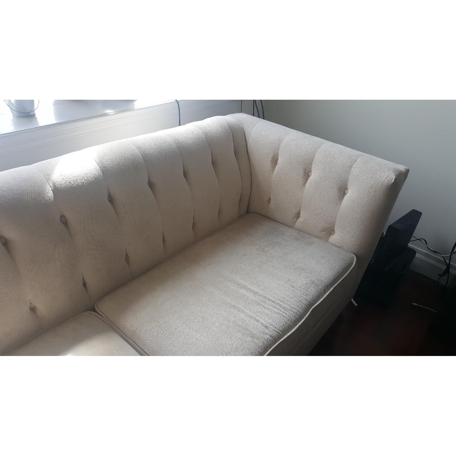 Art Deco-Style Ivory Tufted Sofa - image-3