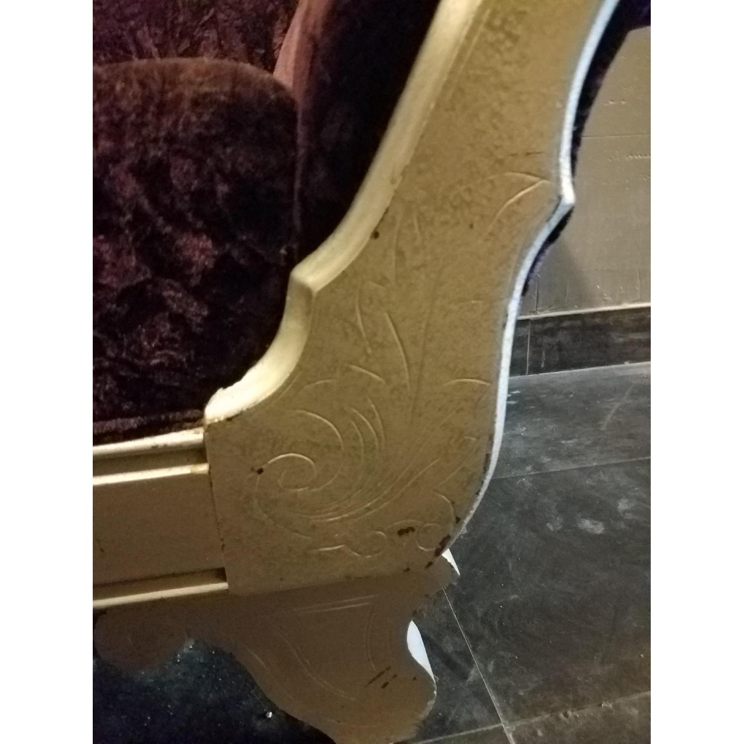 Antique Hand-Carved Loveseat in Purple Velvet - image-3