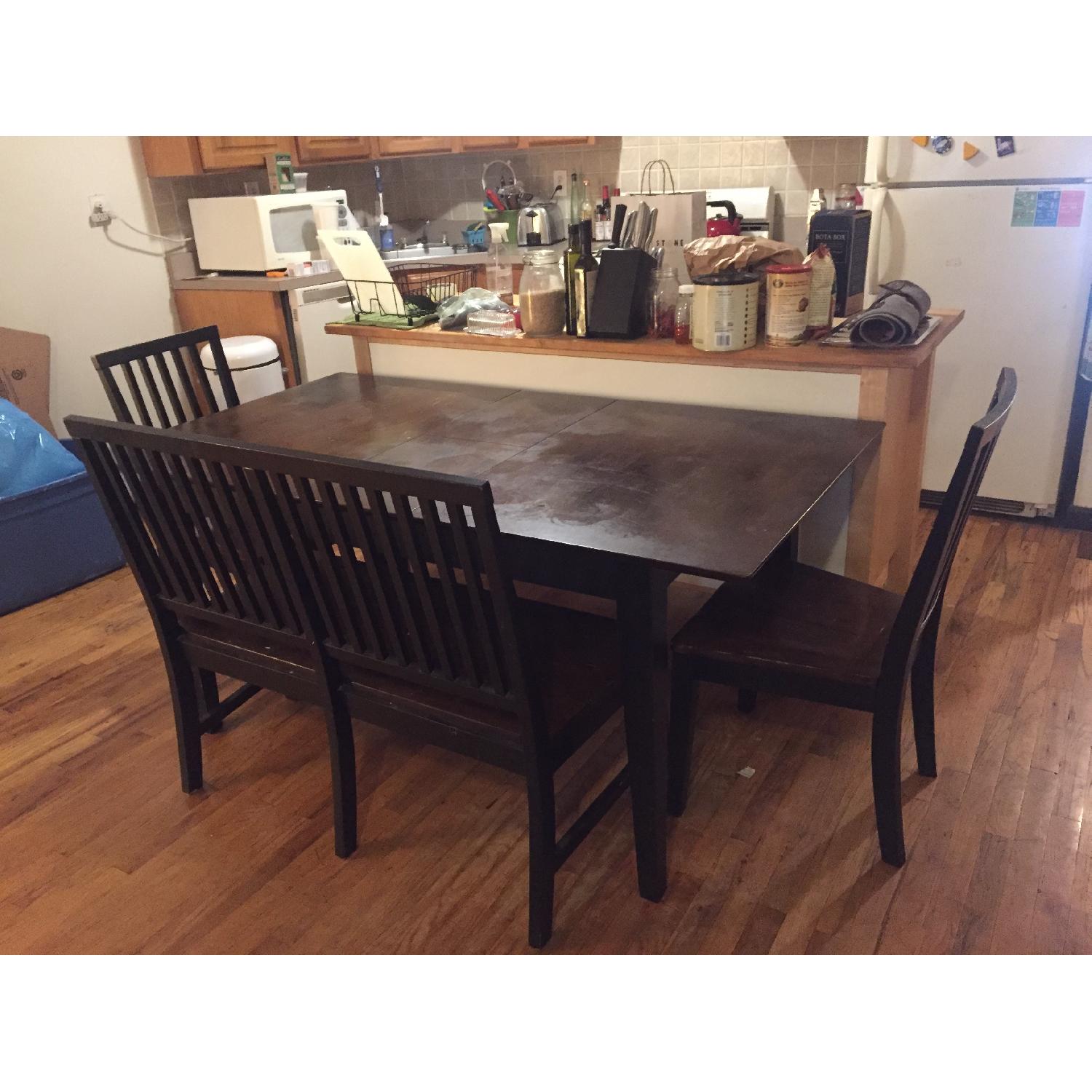 Wood Dining Table w/ 2 Chairs + 1 Bench - image-1