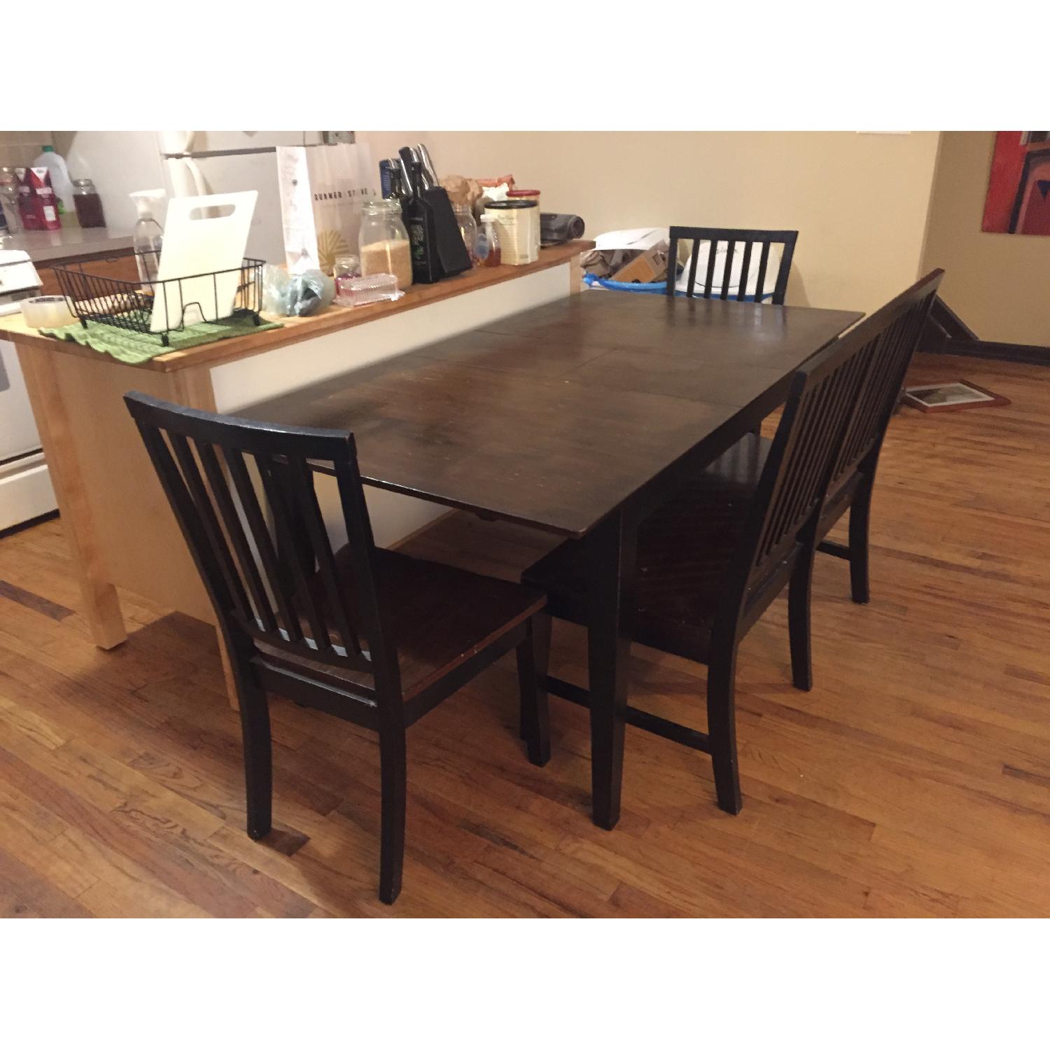 Wood Dining Table w/ 2 Chairs + 1 Bench - image-2